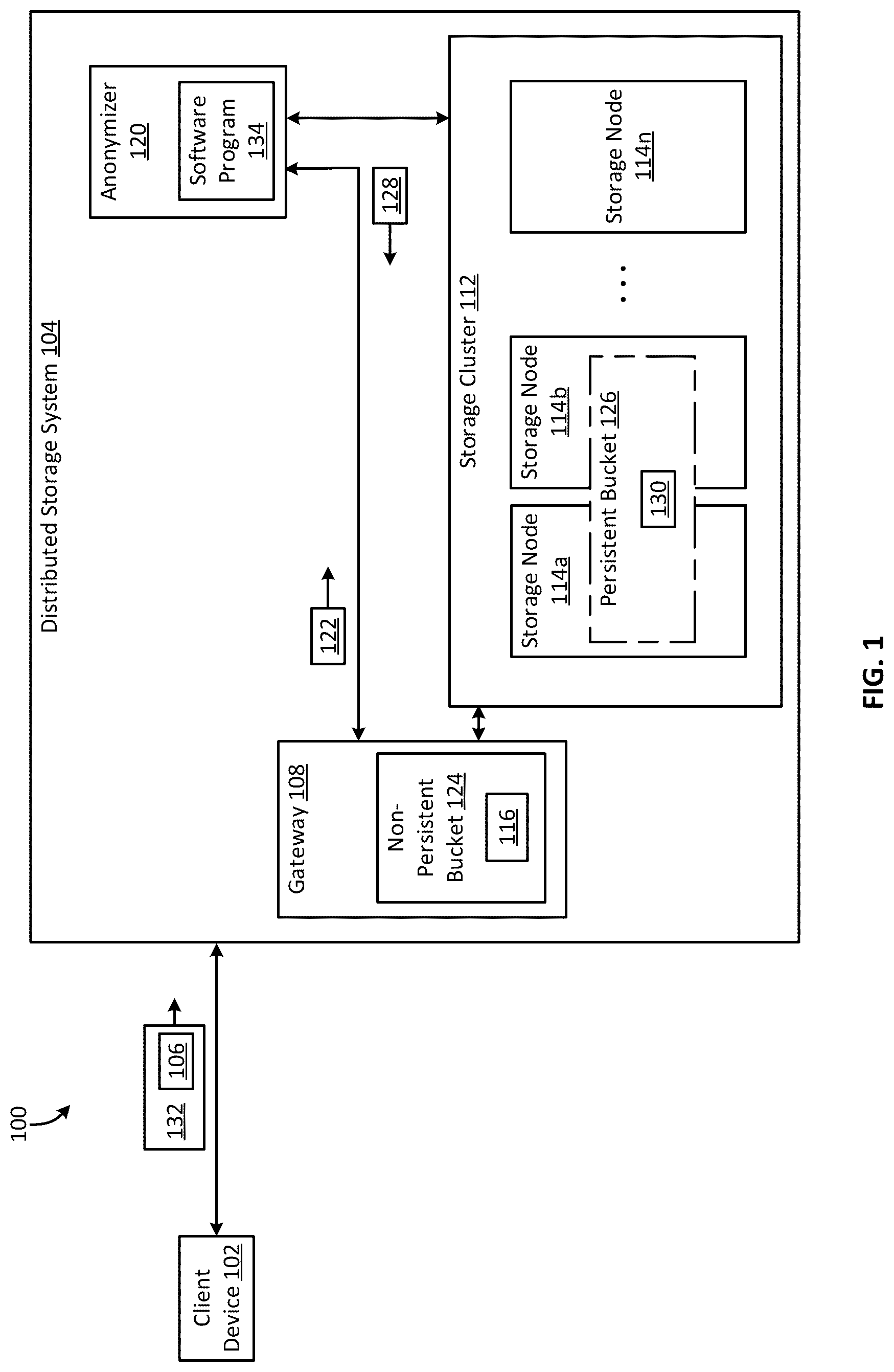 Patent US12099633 — Automatically anonymizing data in a distributed storage system — Figure 1
