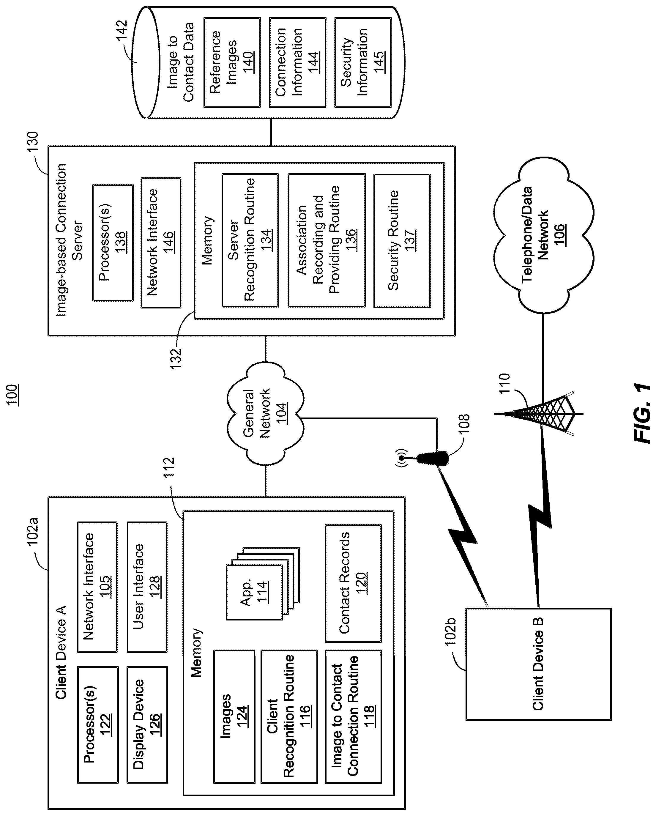 Patent US12099706 — Connecting users to entities based on recognized objects — Figure 1