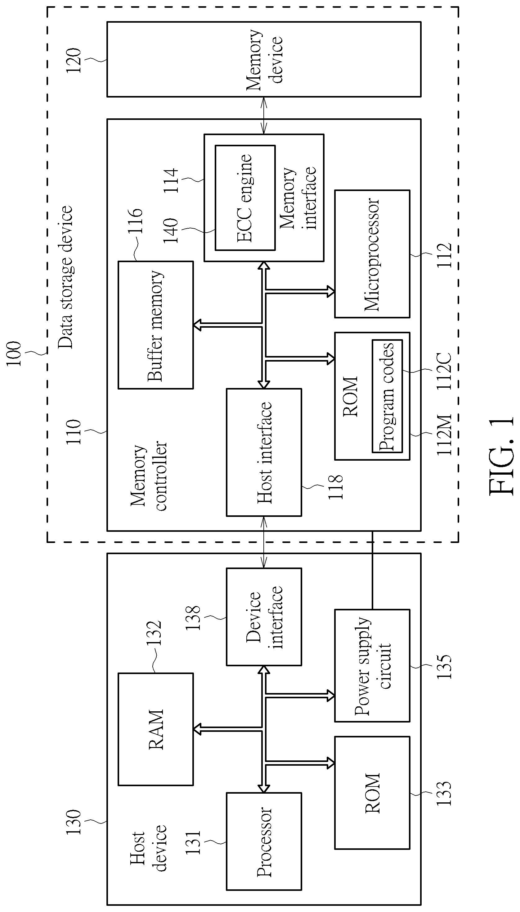 Patent US12099745 — Data storage device and method for dynamically determining a buffer size — Figure 1