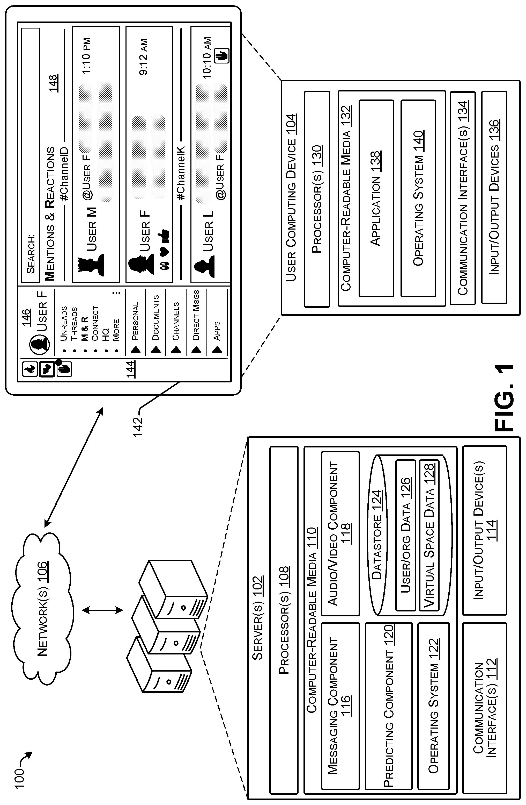 Patent US12099770 Figure 1 – Displaying predicted tasks based on changing devices
