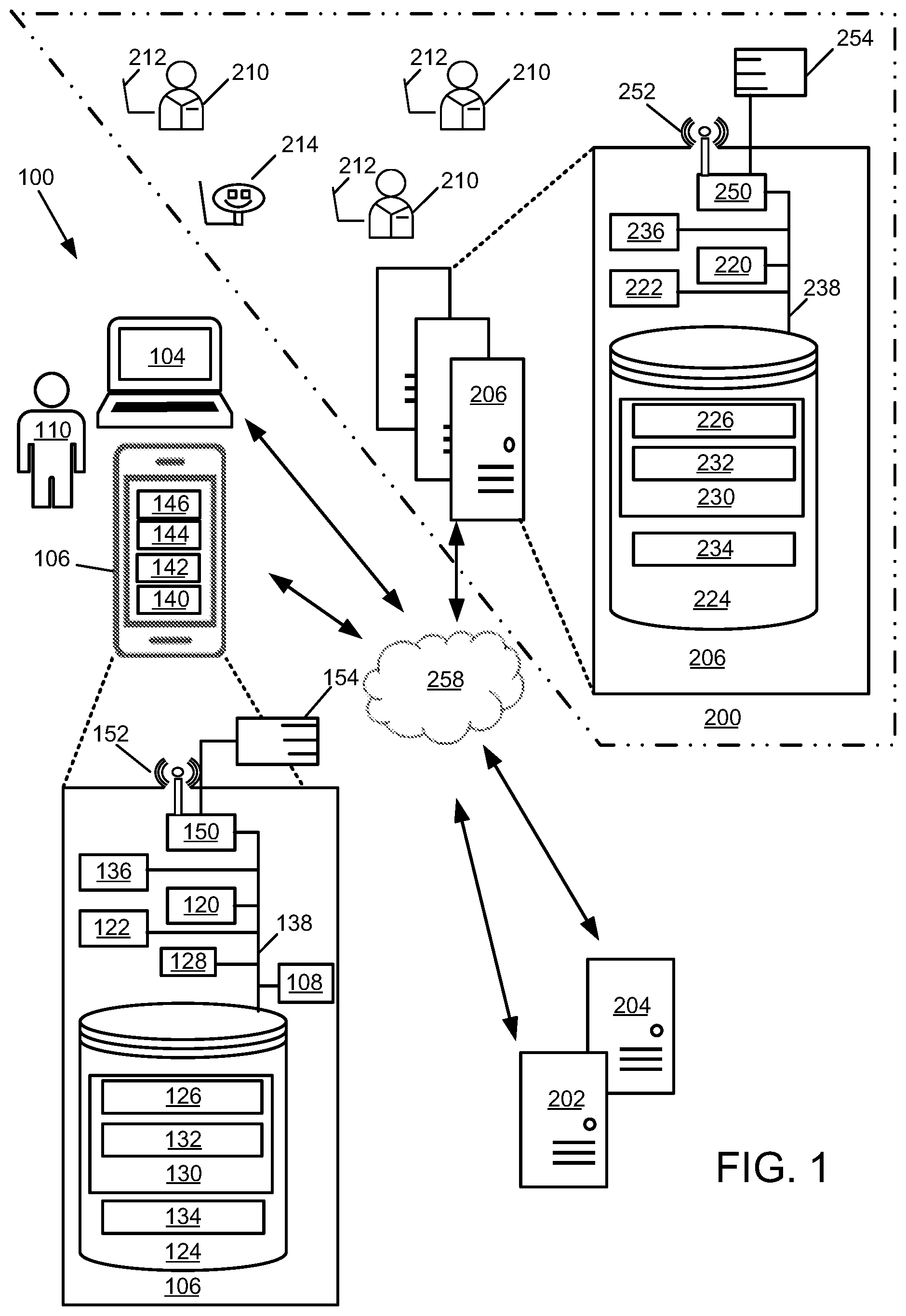 Patent US12099821 — System and method for sorting and displaying of user account data — Figure 1