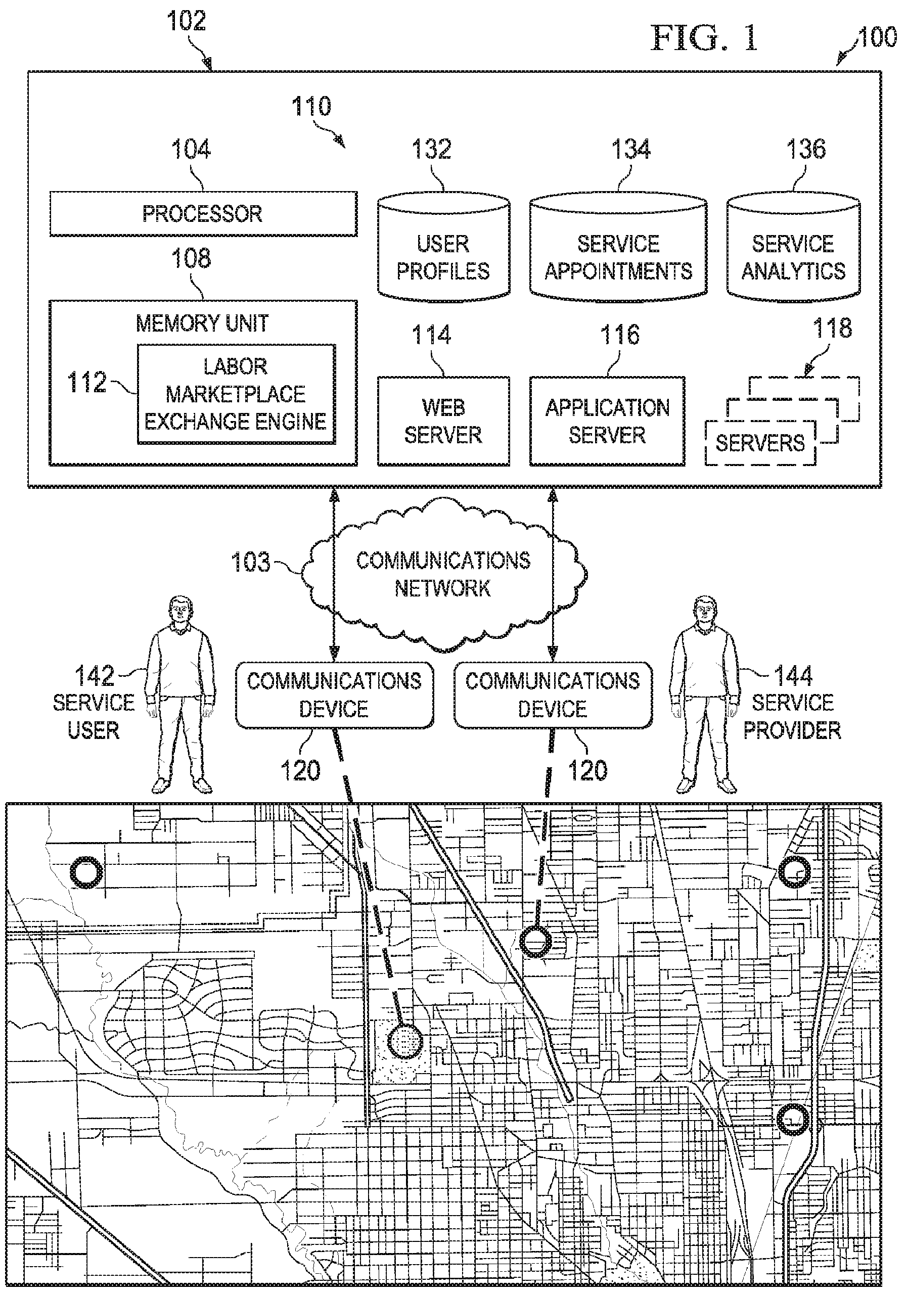 Patent US12100033 — Labor marketplace exchange and methods thereof — Figure 1