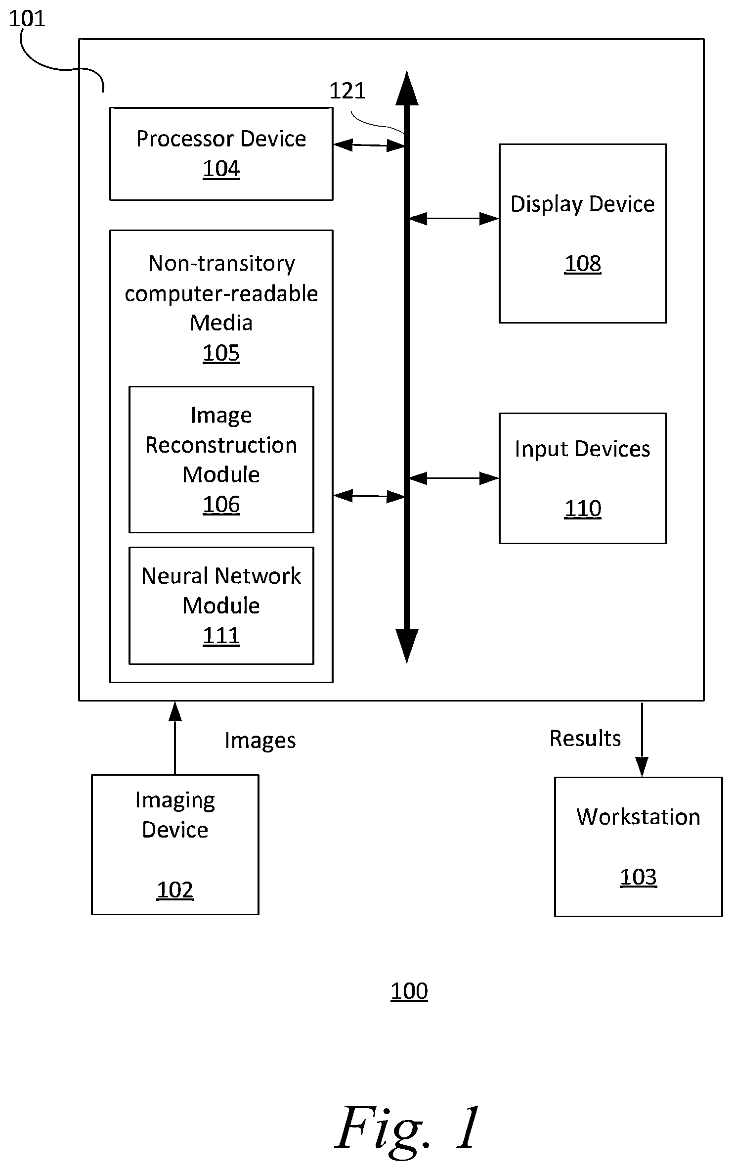 Patent US12100075 — Image reconstruction by modeling image formation as one or more neural networks — Figure 1
