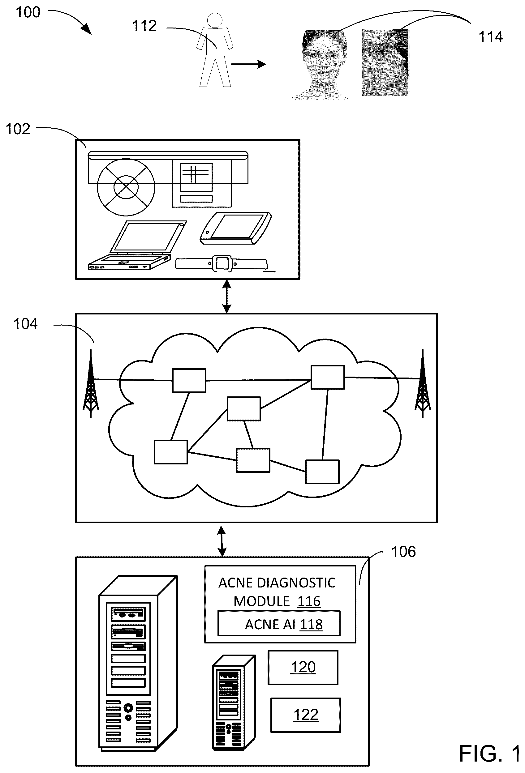 Patent US12100152 — Compute system with acne diagnostic mechanism and method of operation thereof — Figure 1
