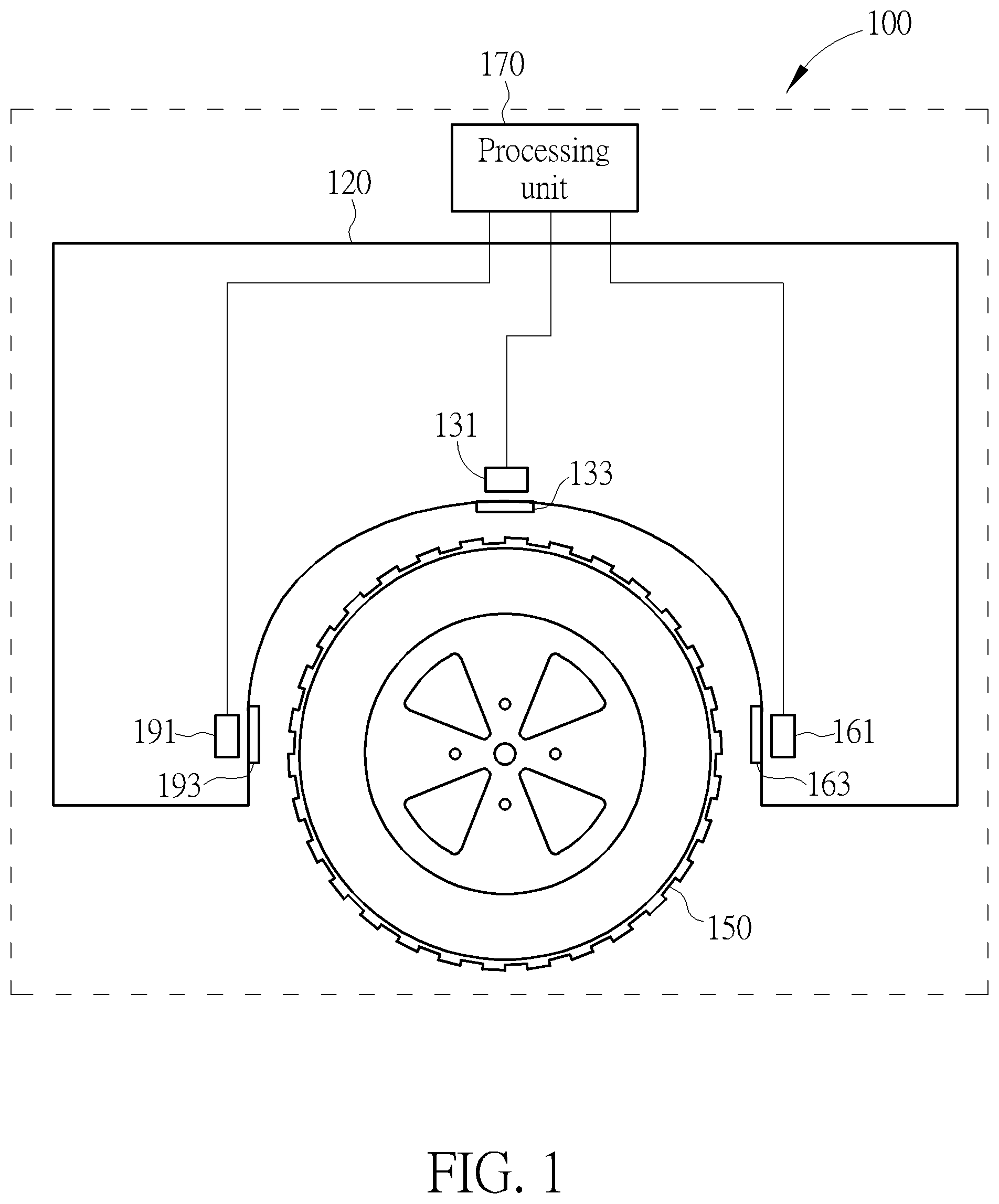 Patent US12100165 — Optical sensor for odometry tracking to determine trajectory of a wheel — Figure 1