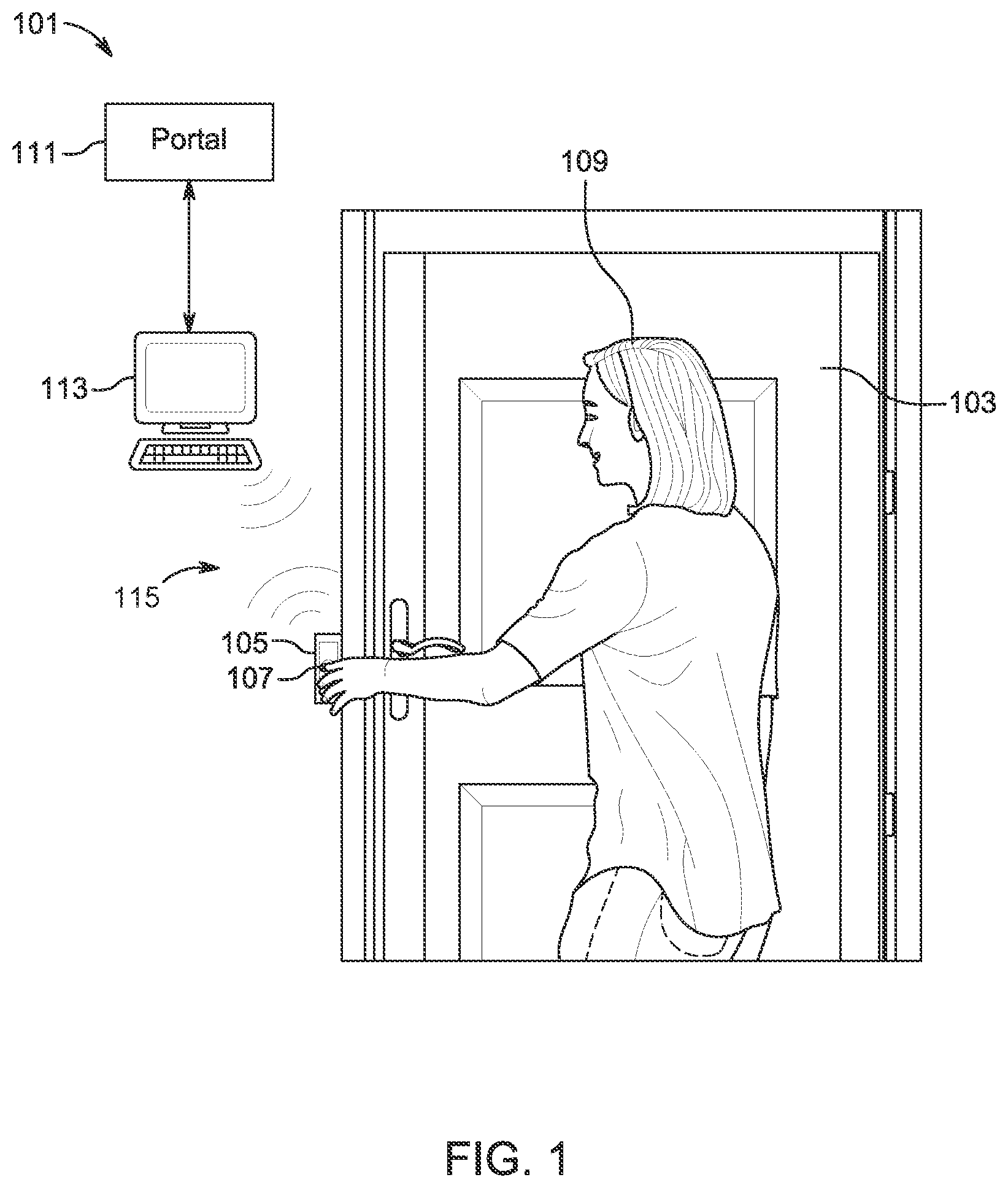 Patent US12100255 — Pulse enabled secure door access system and method of use — Figure 1