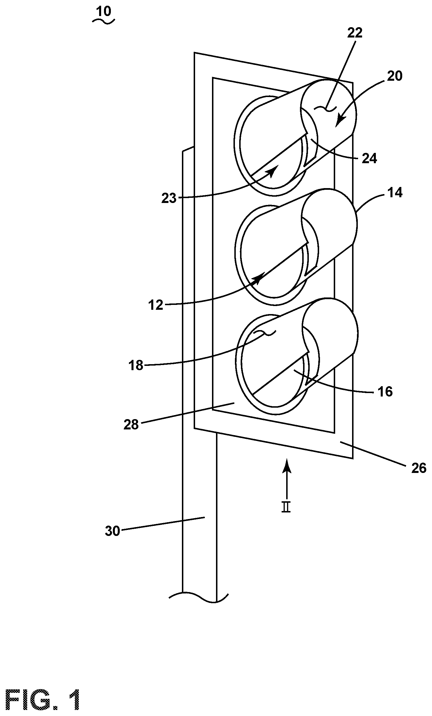 Patent US12100296 — Traffic signal assembly with heating element — Figure 1