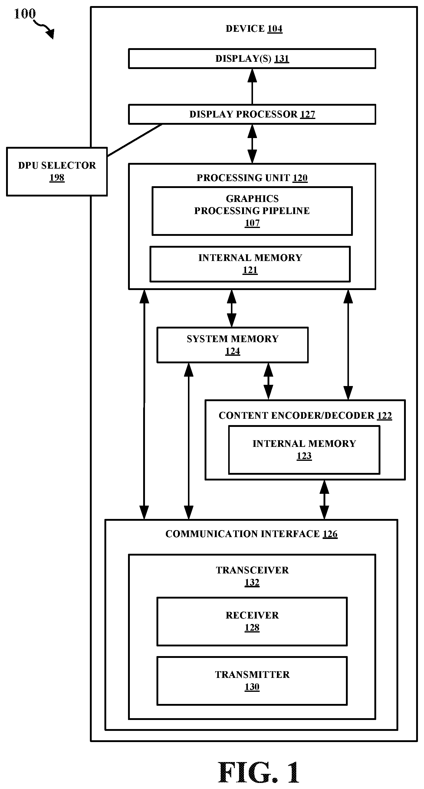 Patent US12100335 — Power efficient display architecture — Figure 1