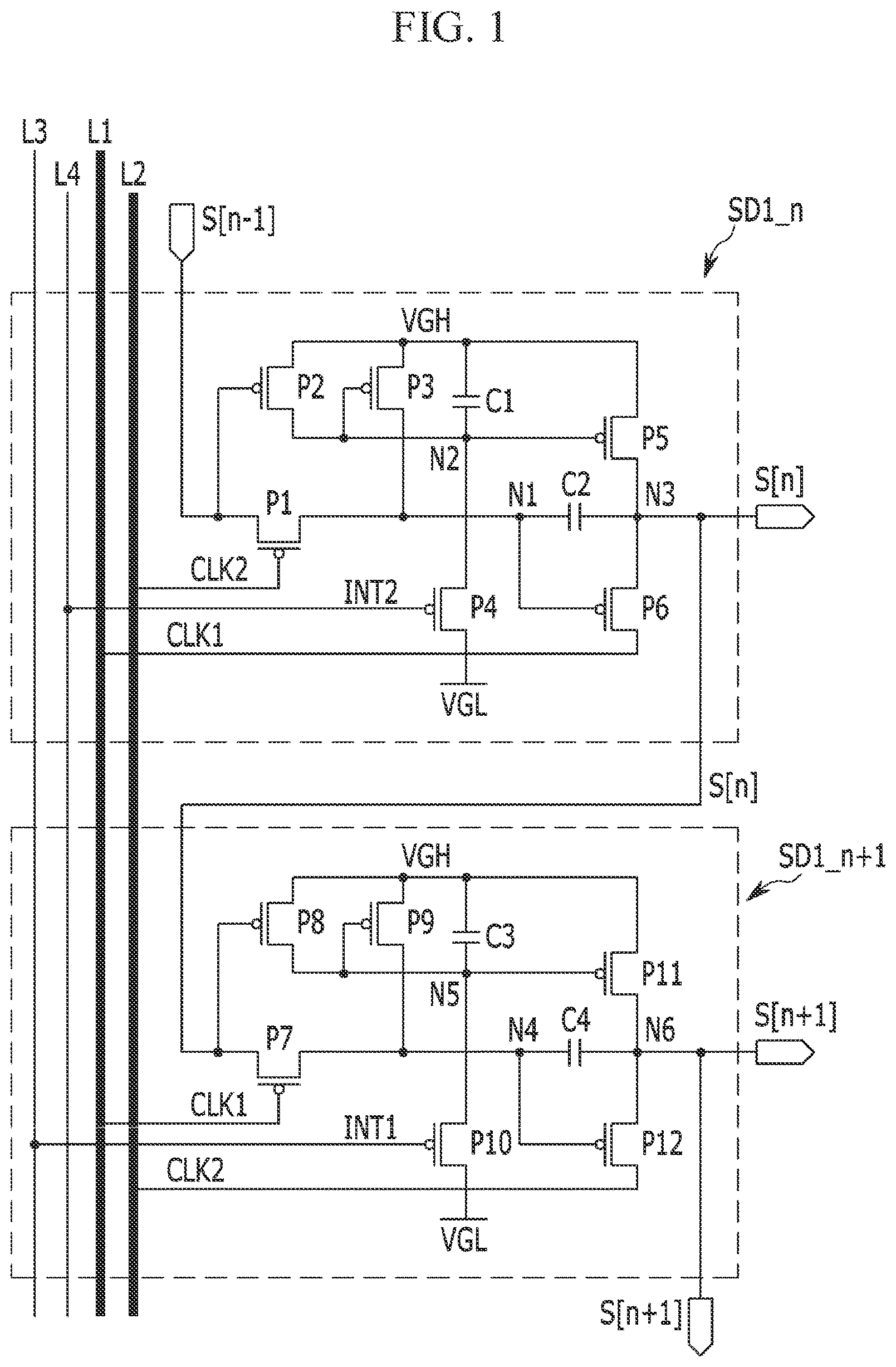 Patent US12100354 — Driving circuit and display device including the same — Figure 1