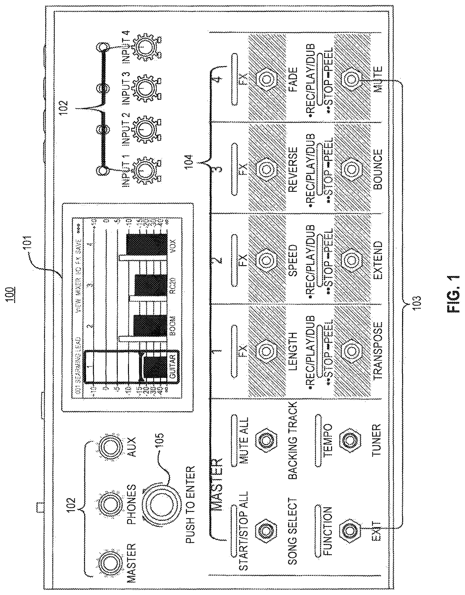Patent US12100375 — Apparatus and methods for generating music — Figure 1