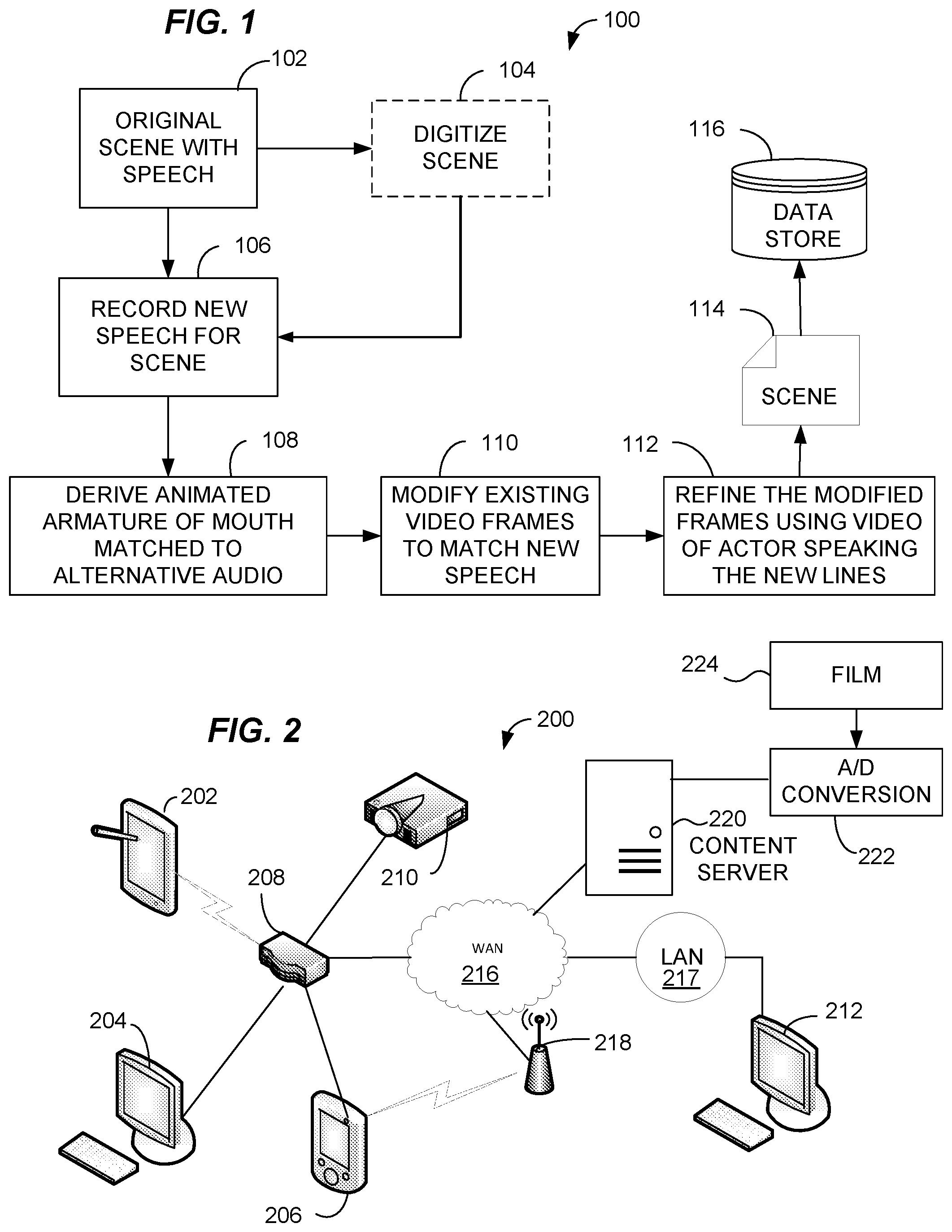 Patent US12100414 — Matching mouth shape and movement in digital video to alternative audio — Figure 1