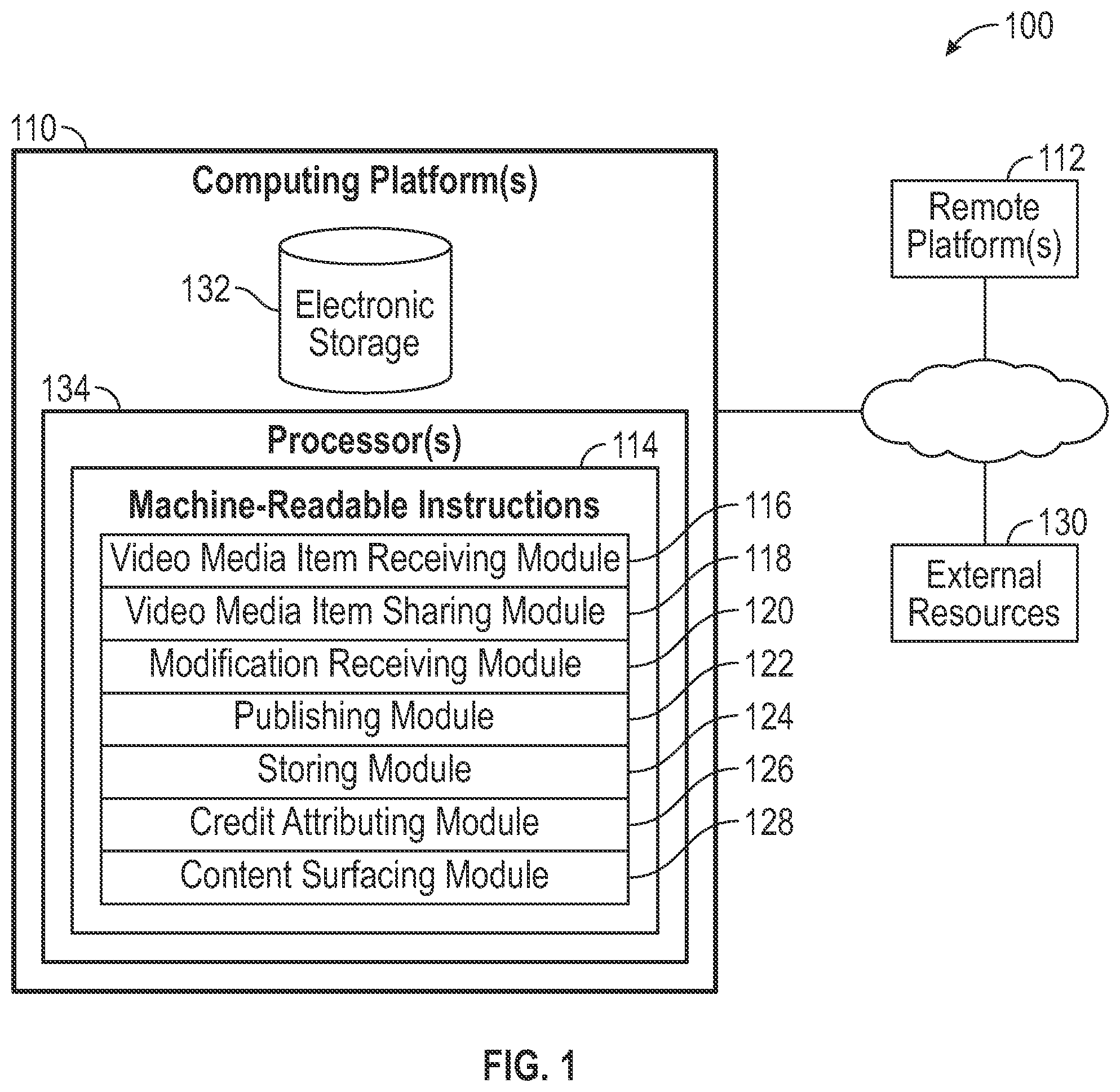 Patent US12100428 — Facilitating collaboration on video media items — Figure 1