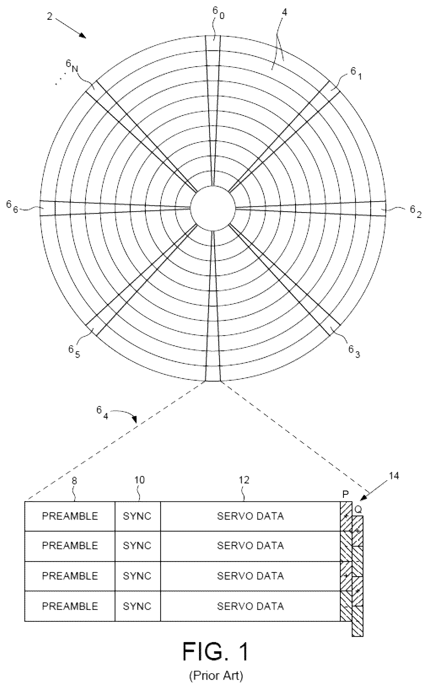 Patent US12100431 Figure 1 – Data storage device with symmetric split burst servo pattern