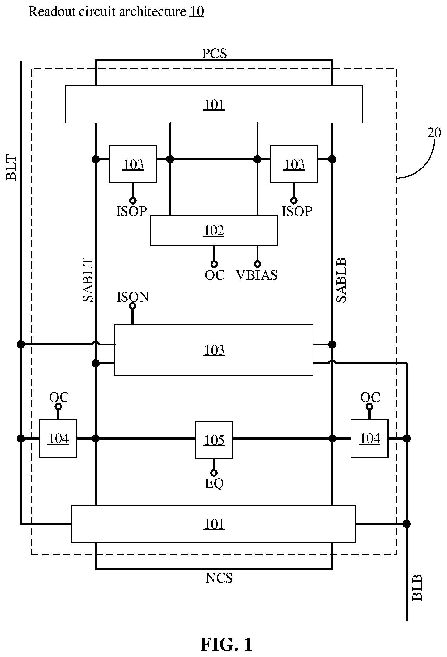 Patent US12100441 — Readout circuit layout and sense amplification circuit — Figure 1