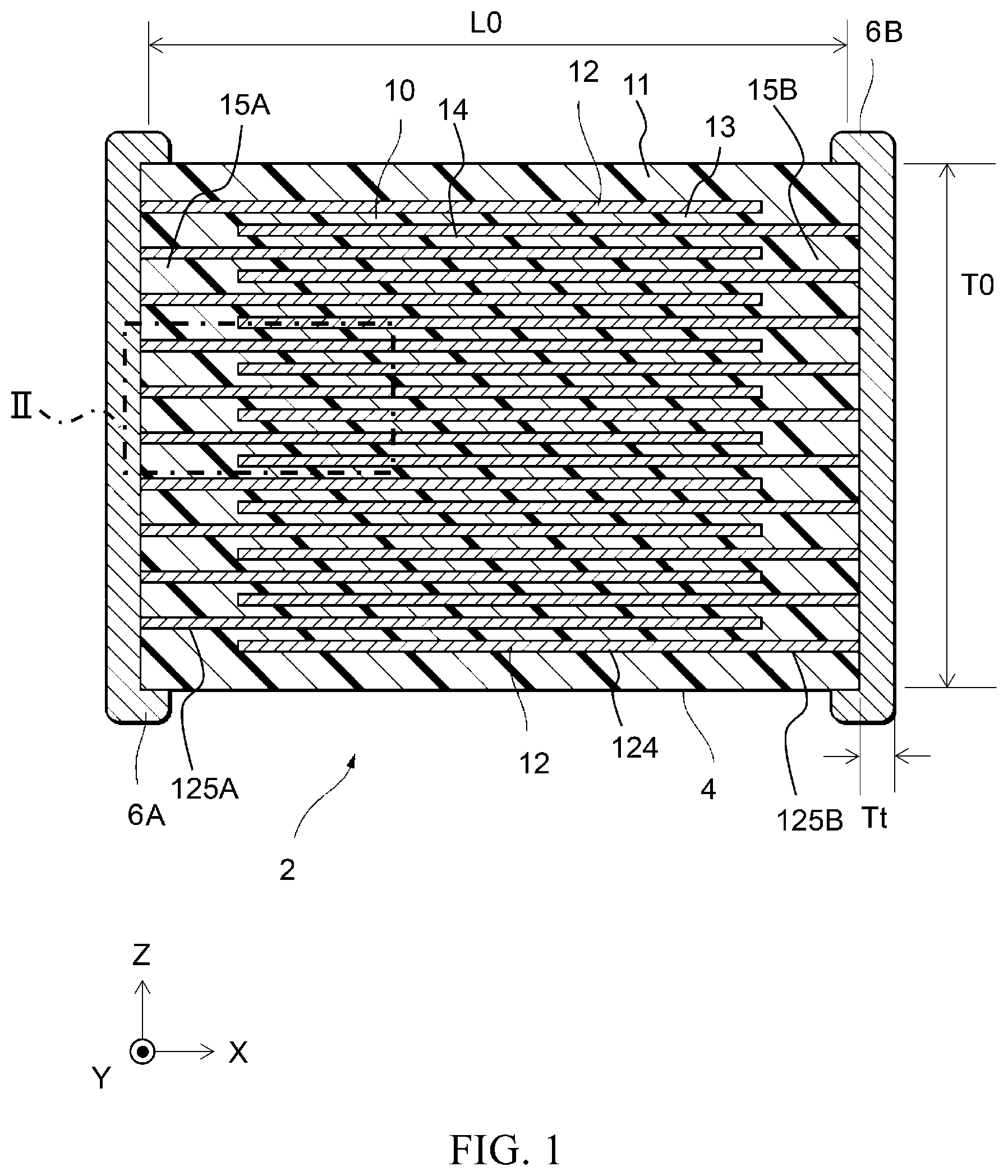 Patent US12100553 — Multilayer electronic device — Figure 1