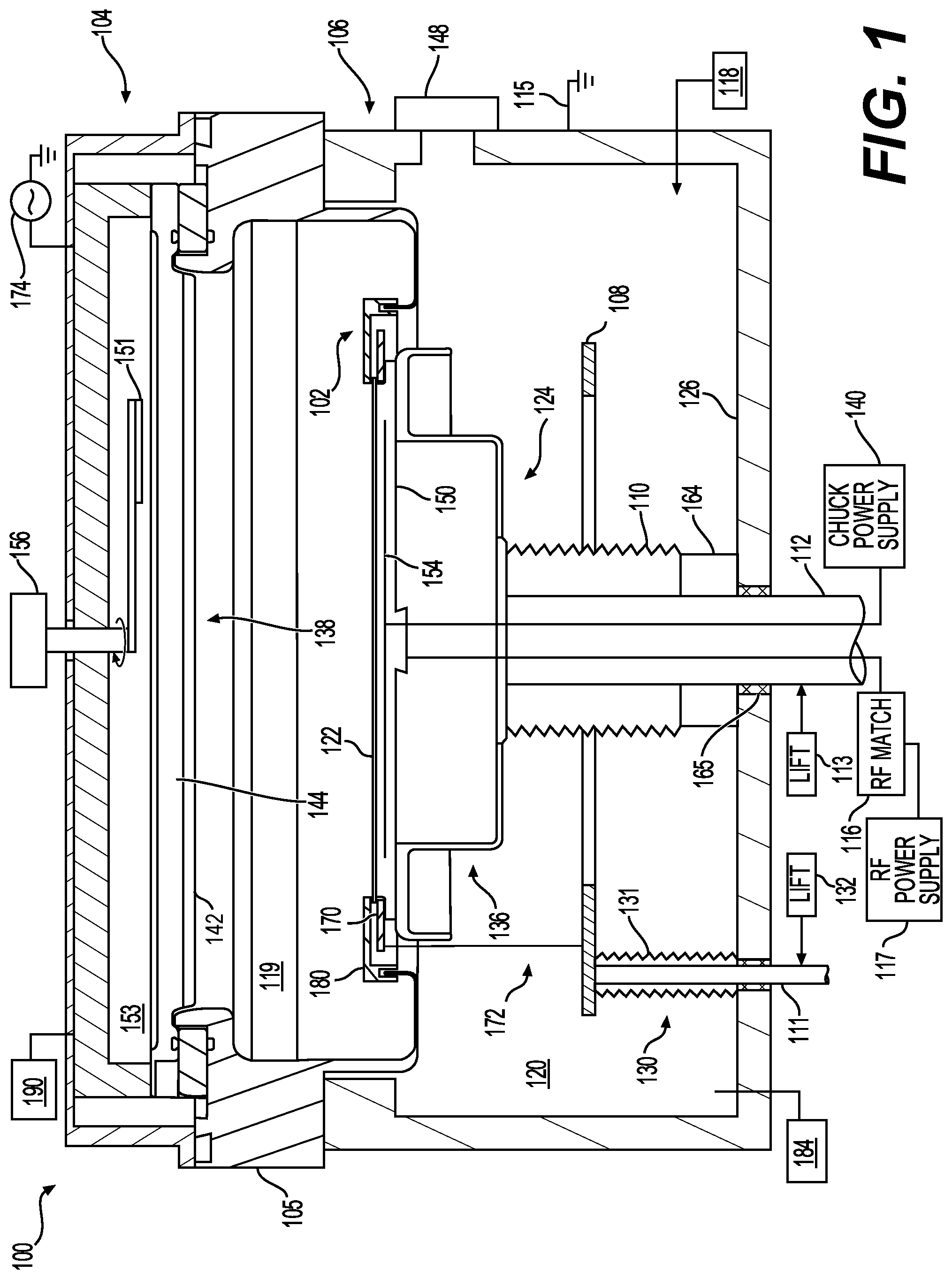 Patent US12100579 — Deposition ring for thin substrate handling via edge clamping — Figure 1
