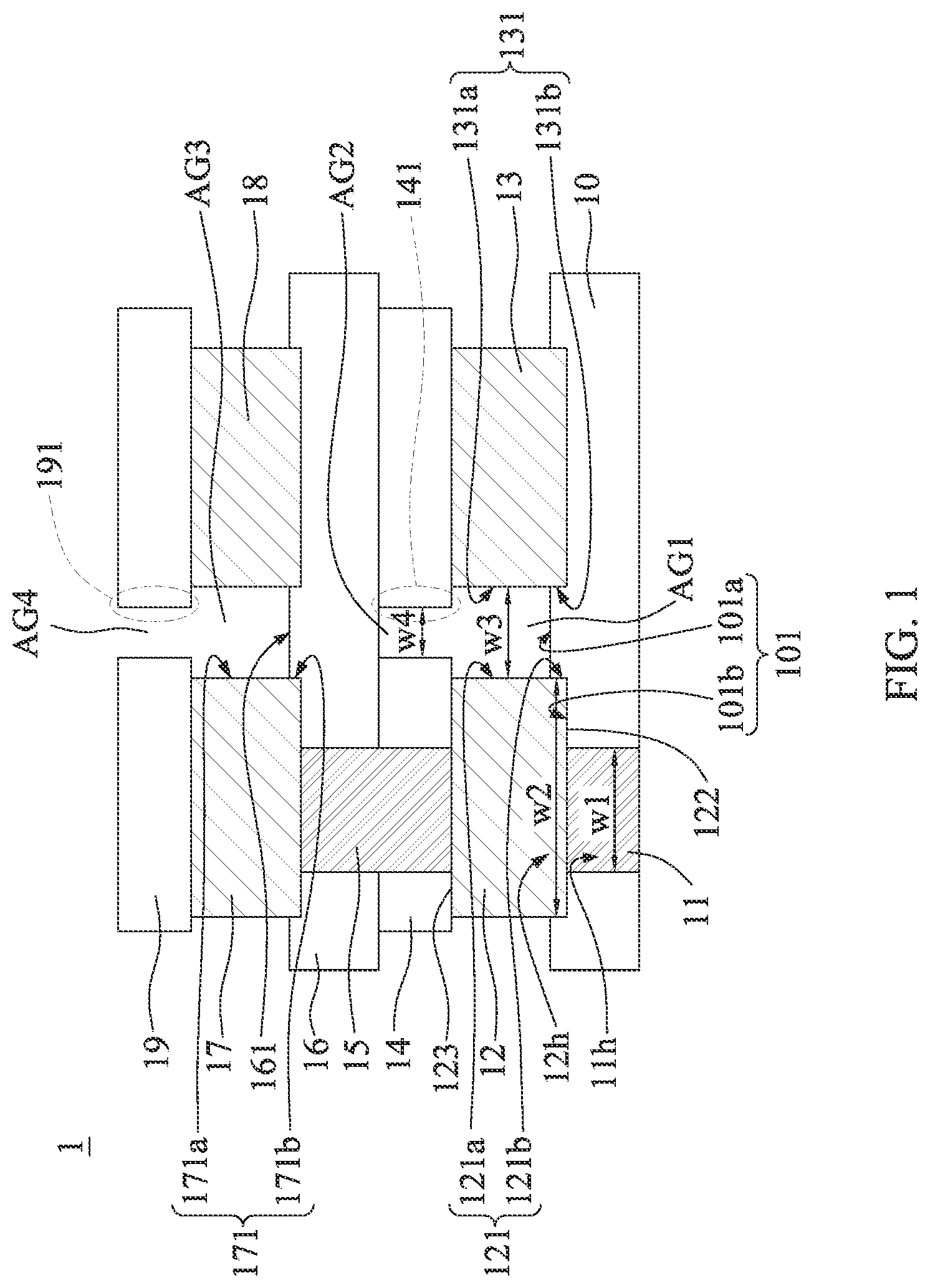 Patent US12100650 — Semiconductor device having a carbon containing insulation layer formed under the source/drain — Figure 1