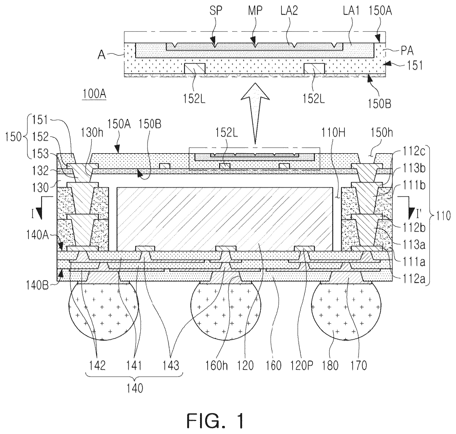 Patent US12100668 — Semiconductor package — Figure 1
