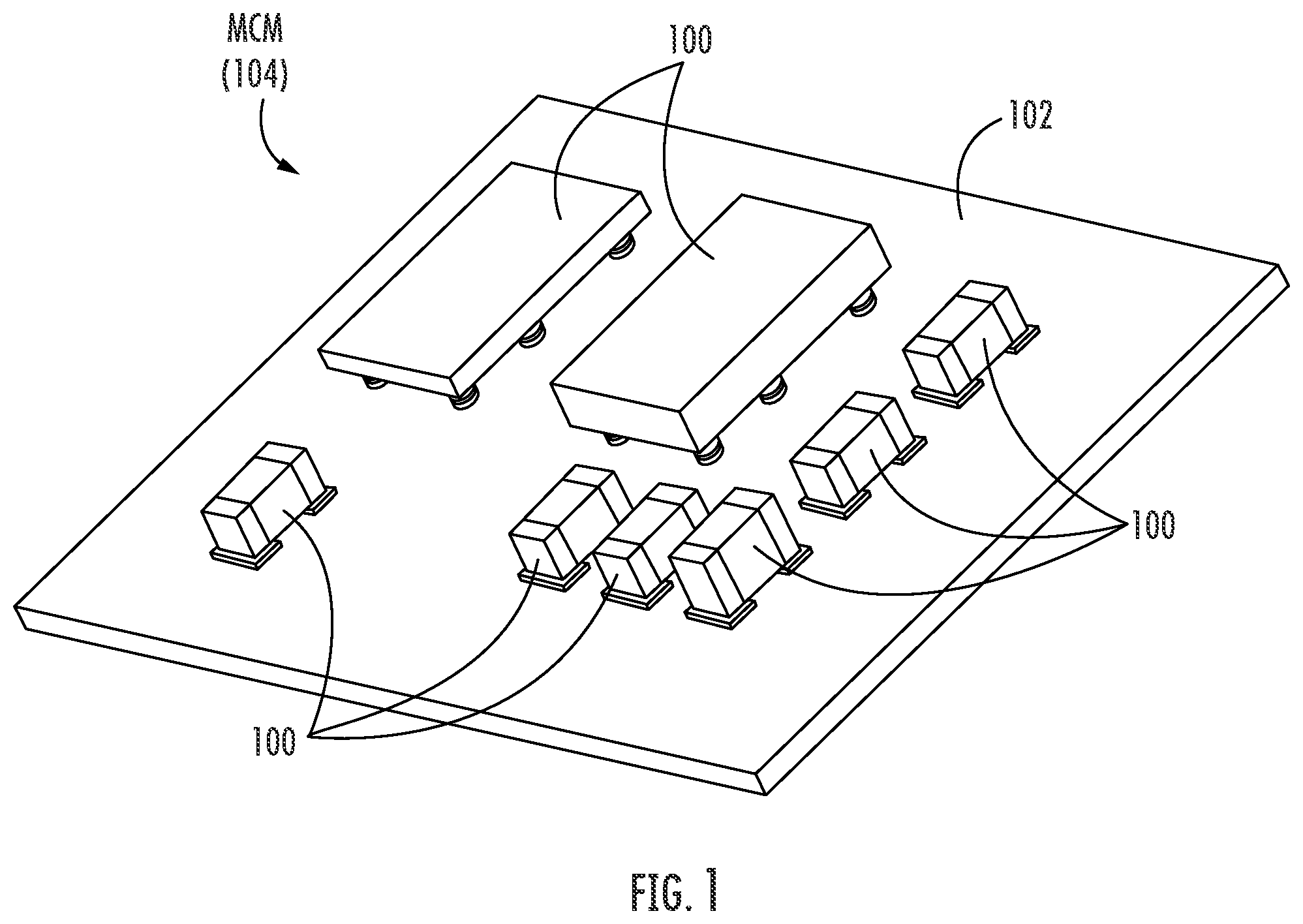 Patent US12100669 — Multi-component modules (MCMs) including configurable electromagnetic isolation (EMI) shield structures and related methods — Figure 1