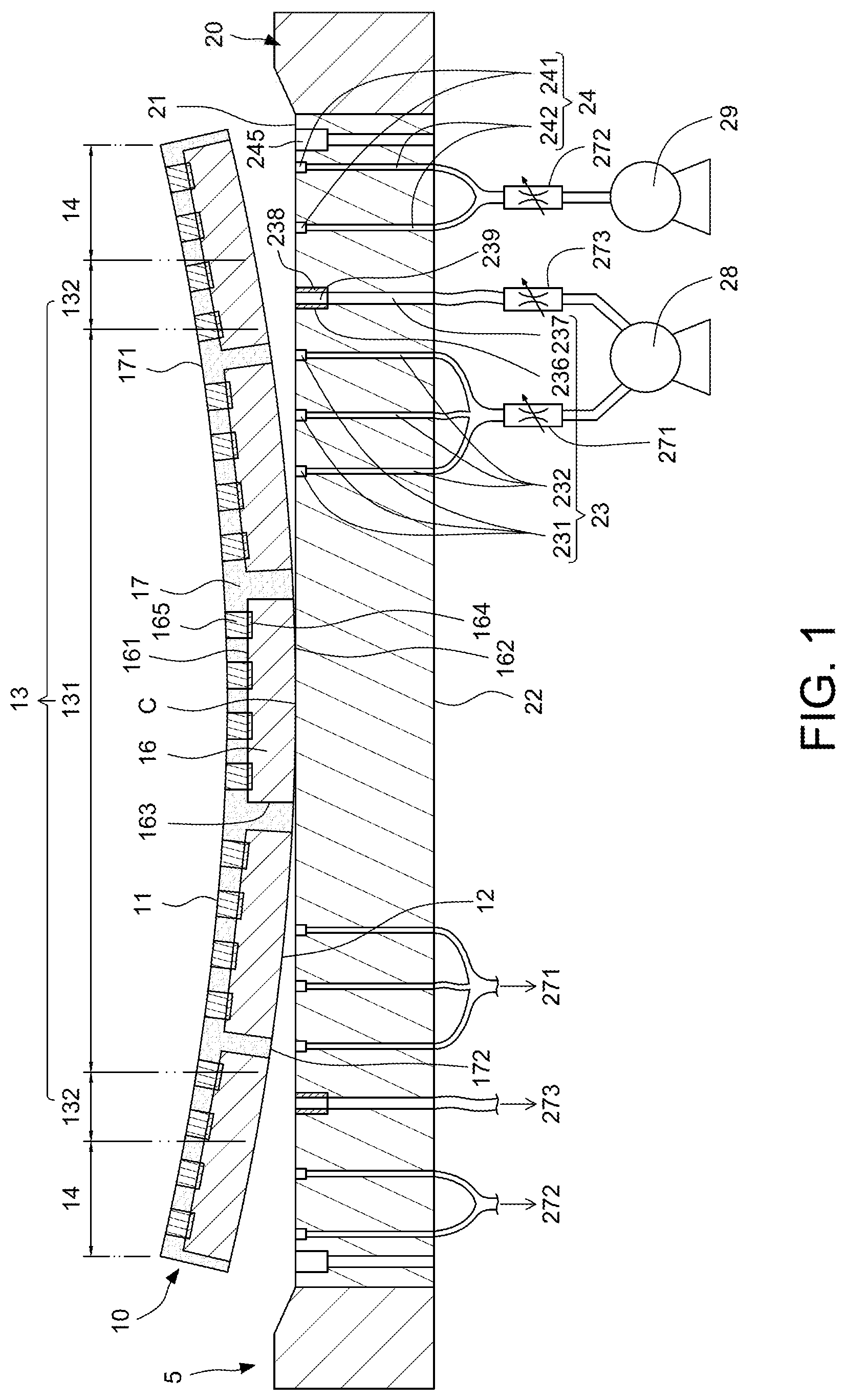 Patent US12100686 — Method for manufacturing semiconductor package structure and semiconductor manufacturing apparatus — Figure 1