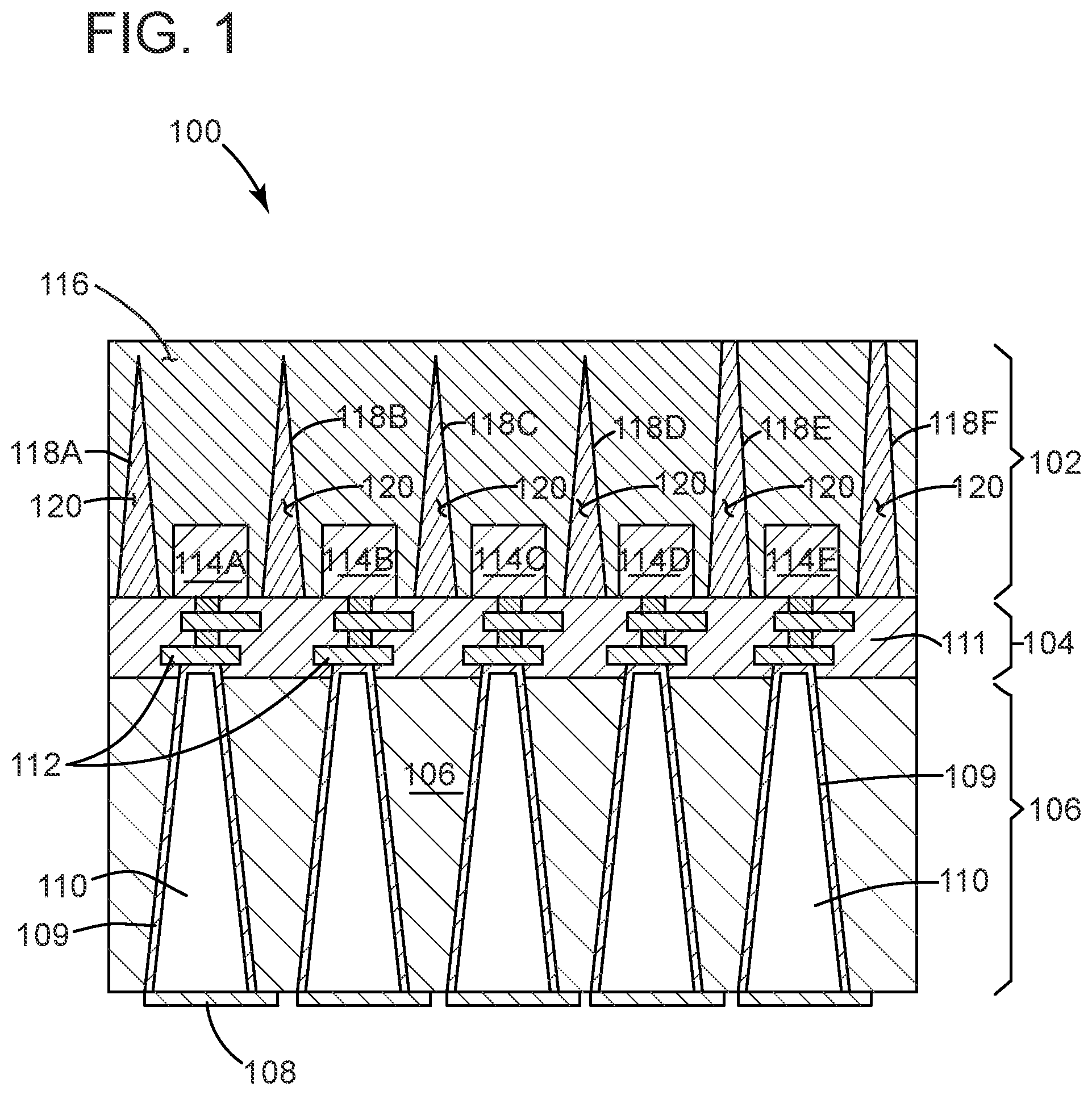 Patent US12100723 — Image sensor structure with a light guide layer and a nanowell layer — Figure 1