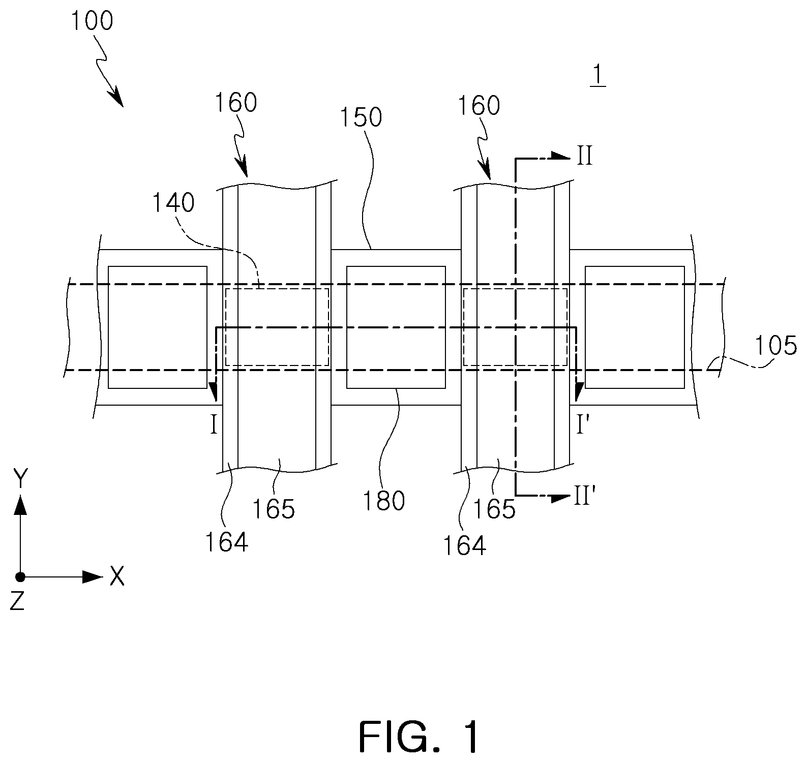 Patent US12100736 — Semiconductor device having channel layers spaced apart in vertical direction — Figure 1