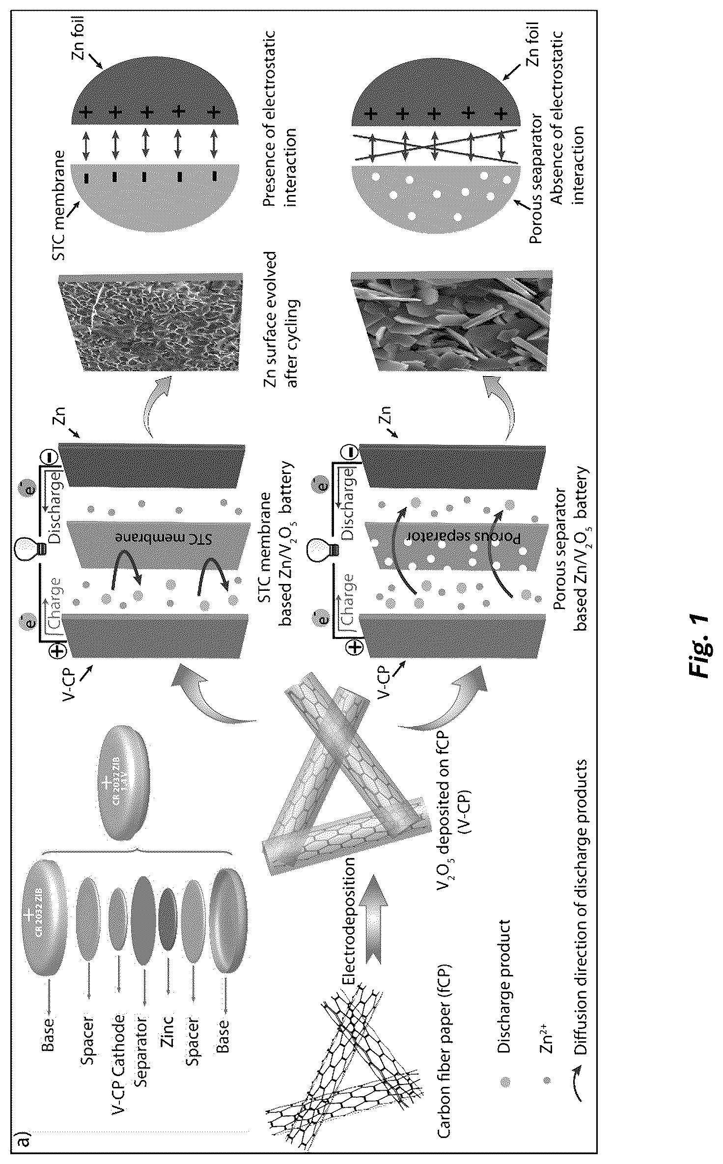 Patent US12100815 Figure 1 – Metal ion battery having ionomer membrane separator and free-standing electrode