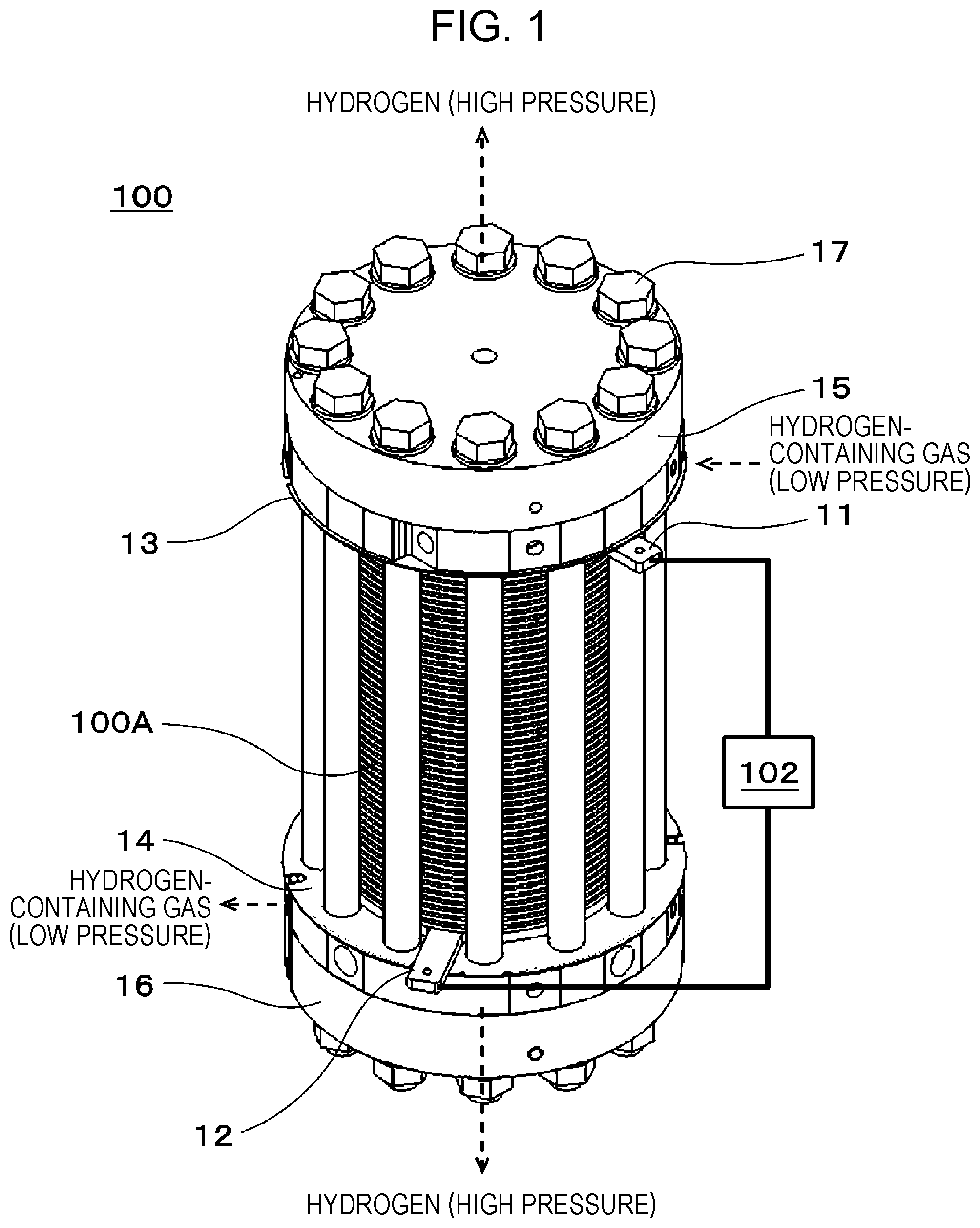 Patent US12100874 — Compression apparatus — Figure 1