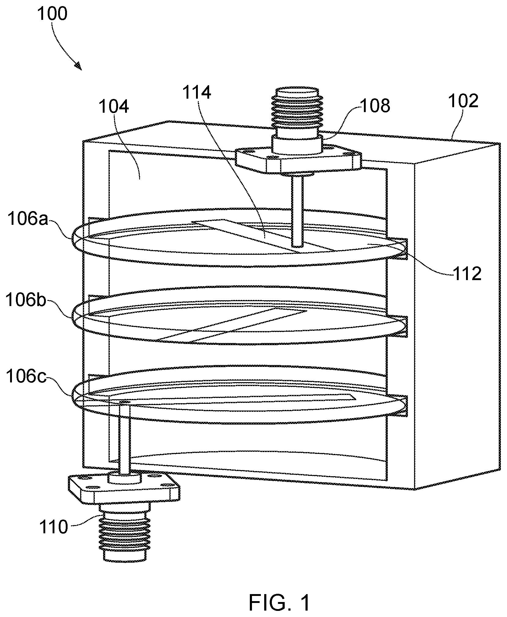 Patent US12100882 — Cavity filters and filter modules therefor — Figure 1