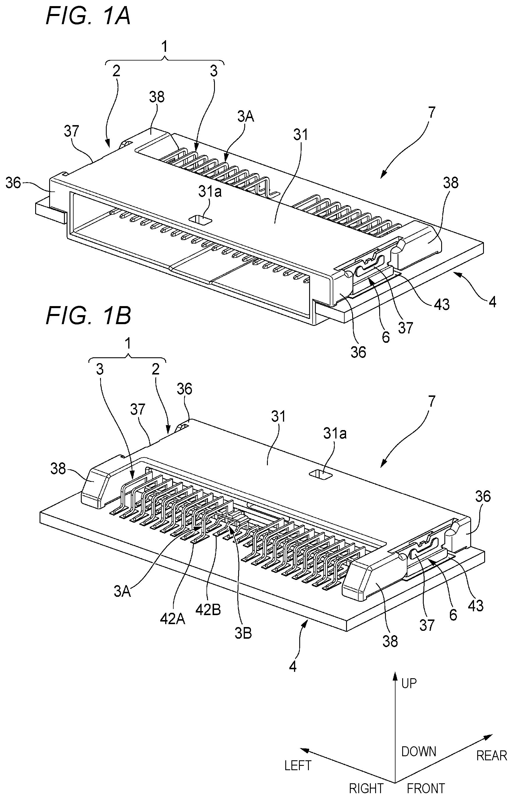 Patent US12100907 — Board mount connector and connector-mounted board — Figure 1