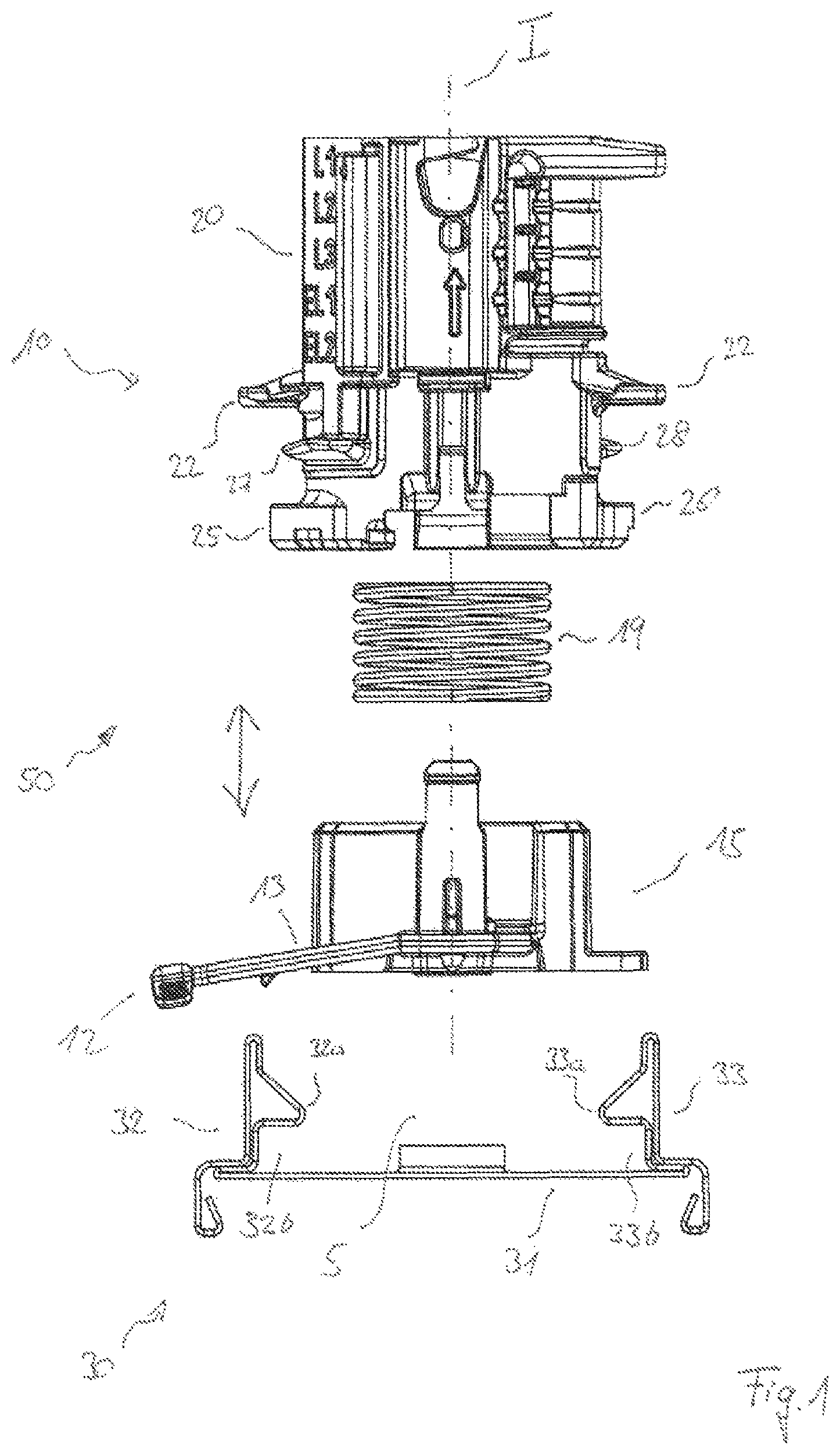 Patent US12100921 — Electrical module for connecting to a mounting rail and contacting element for same — Figure 1