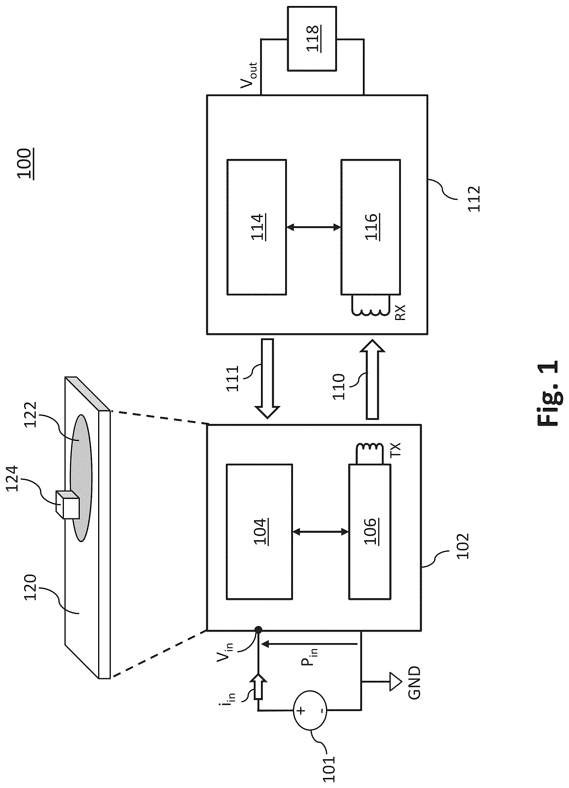 Patent US12100972 — Foreign object detection based on transmitter input parameter — Figure 1