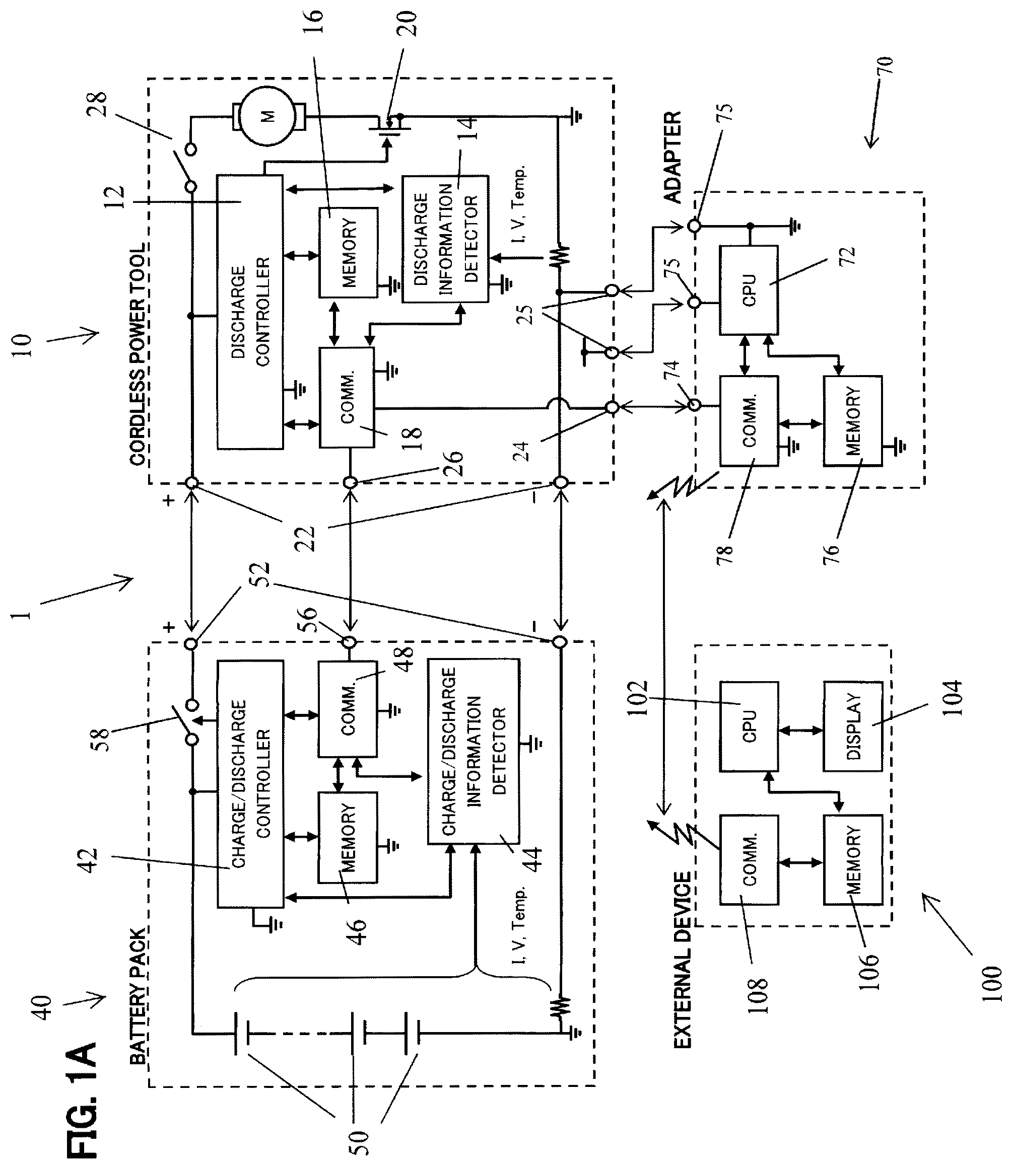 Patent US12100981 — Power tool system having receptacle for wireless communication adapter — Figure 1