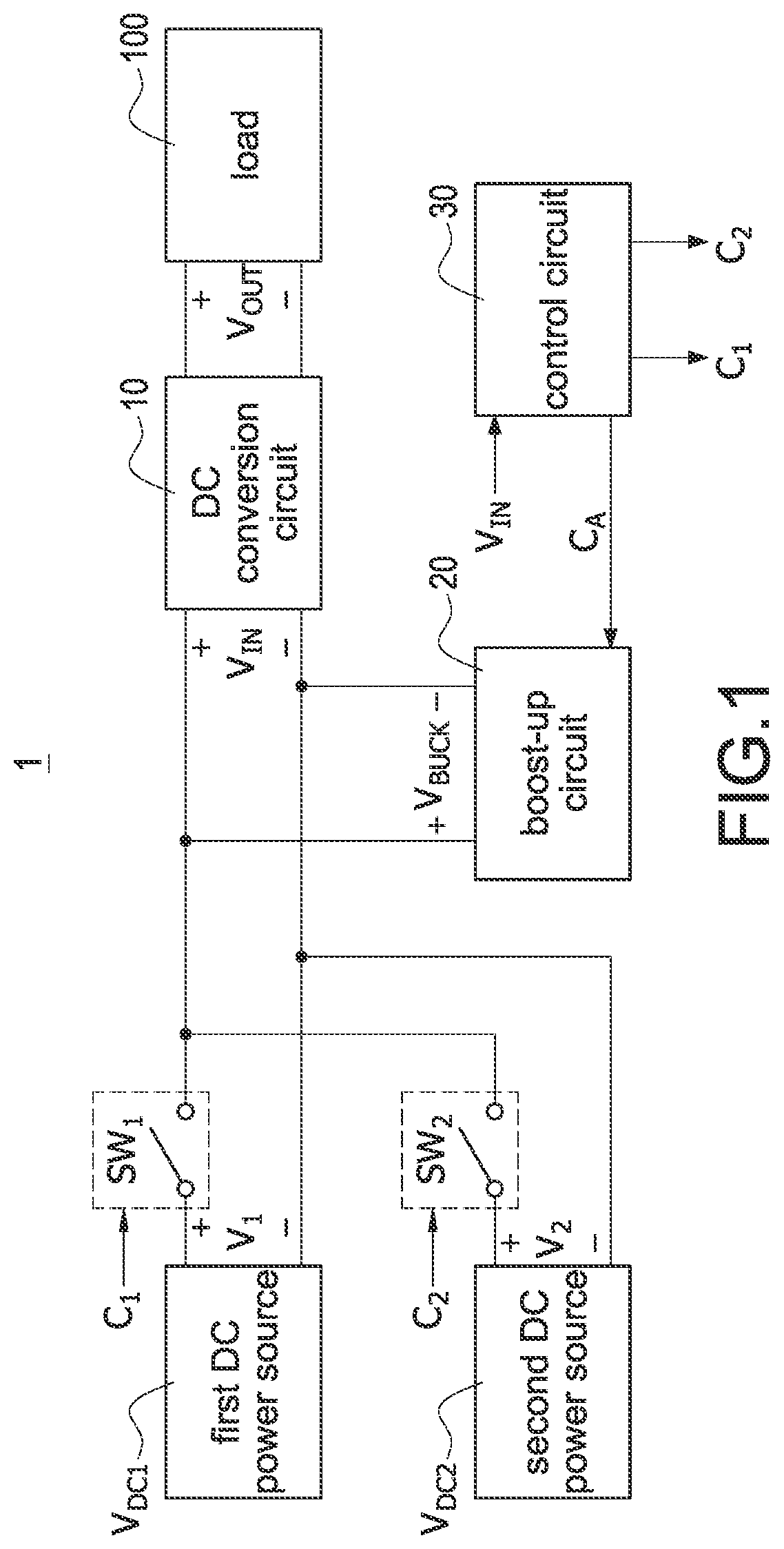 Patent US12100991 — Dual-input power switching system and method of operating the same — Figure 1