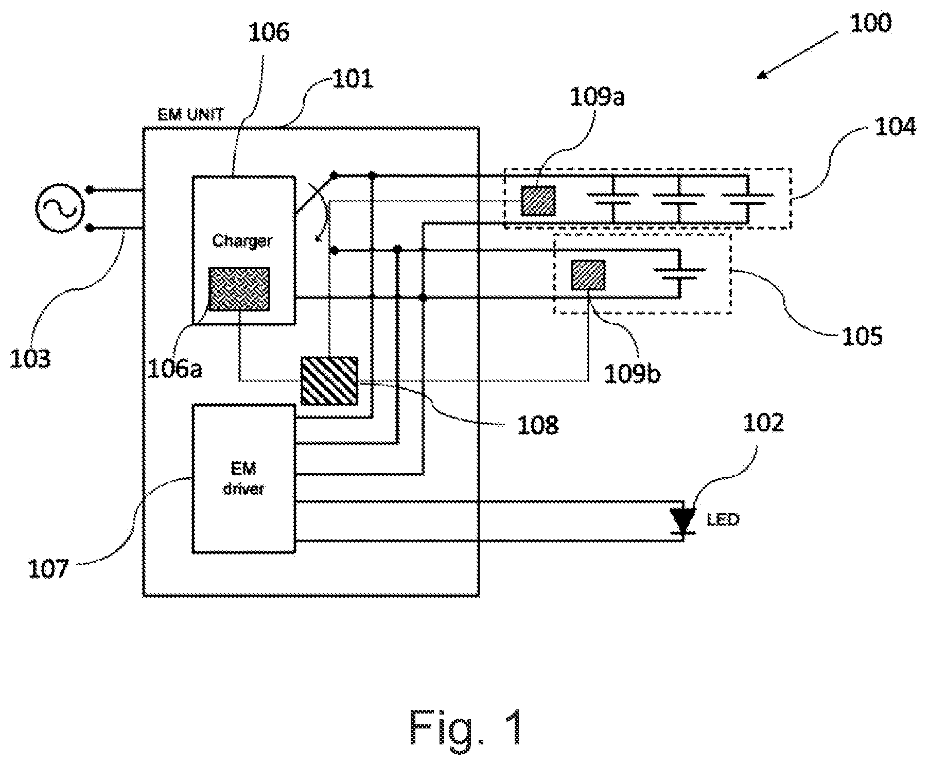 Patent US12100992 — Battery for an emergency lighting unit — Figure 1