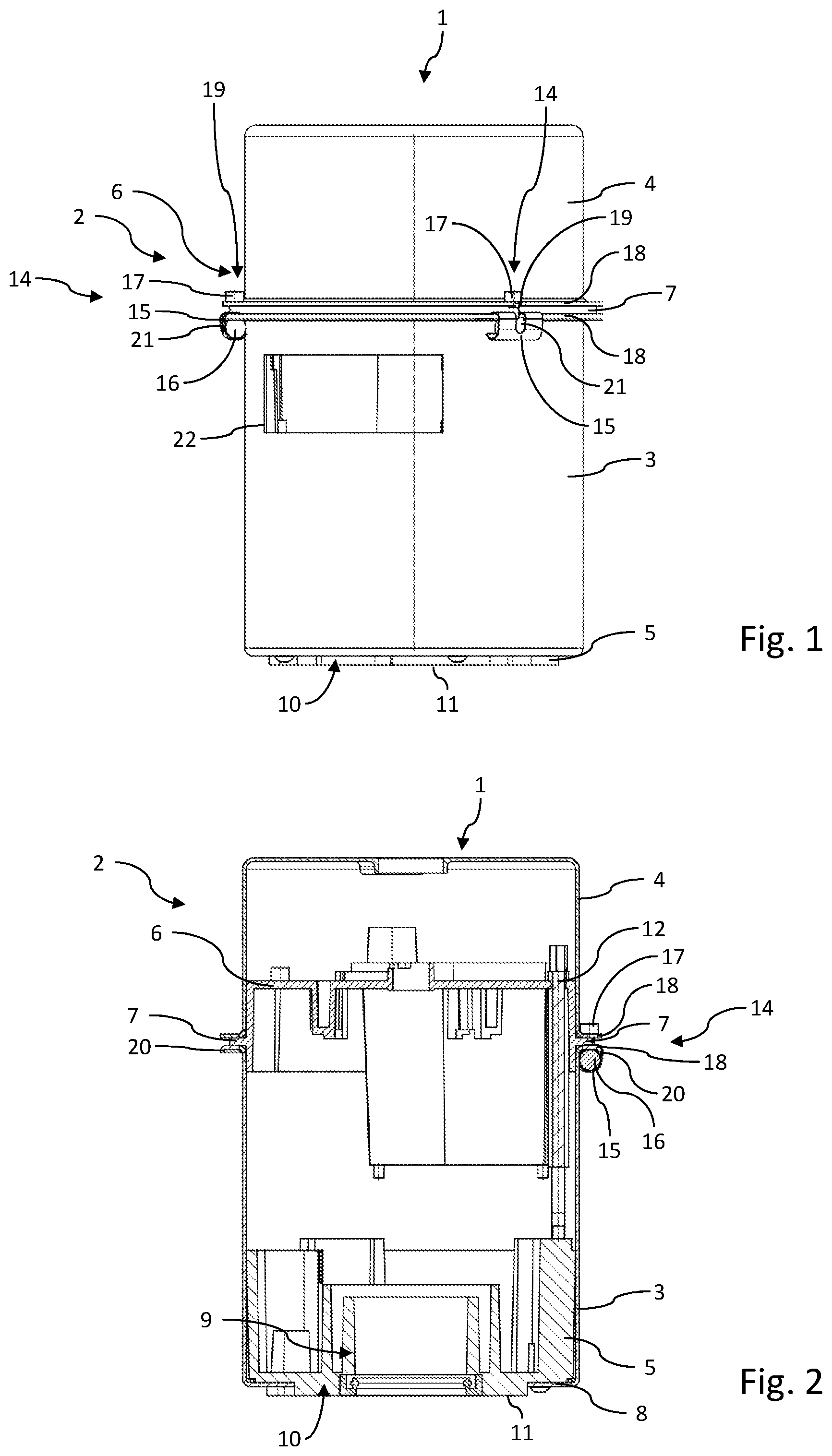 Patent US12101012 — Actuator with pot shaped housing parts connected with holding bracket having round nut and tensioning screw — Figure 1