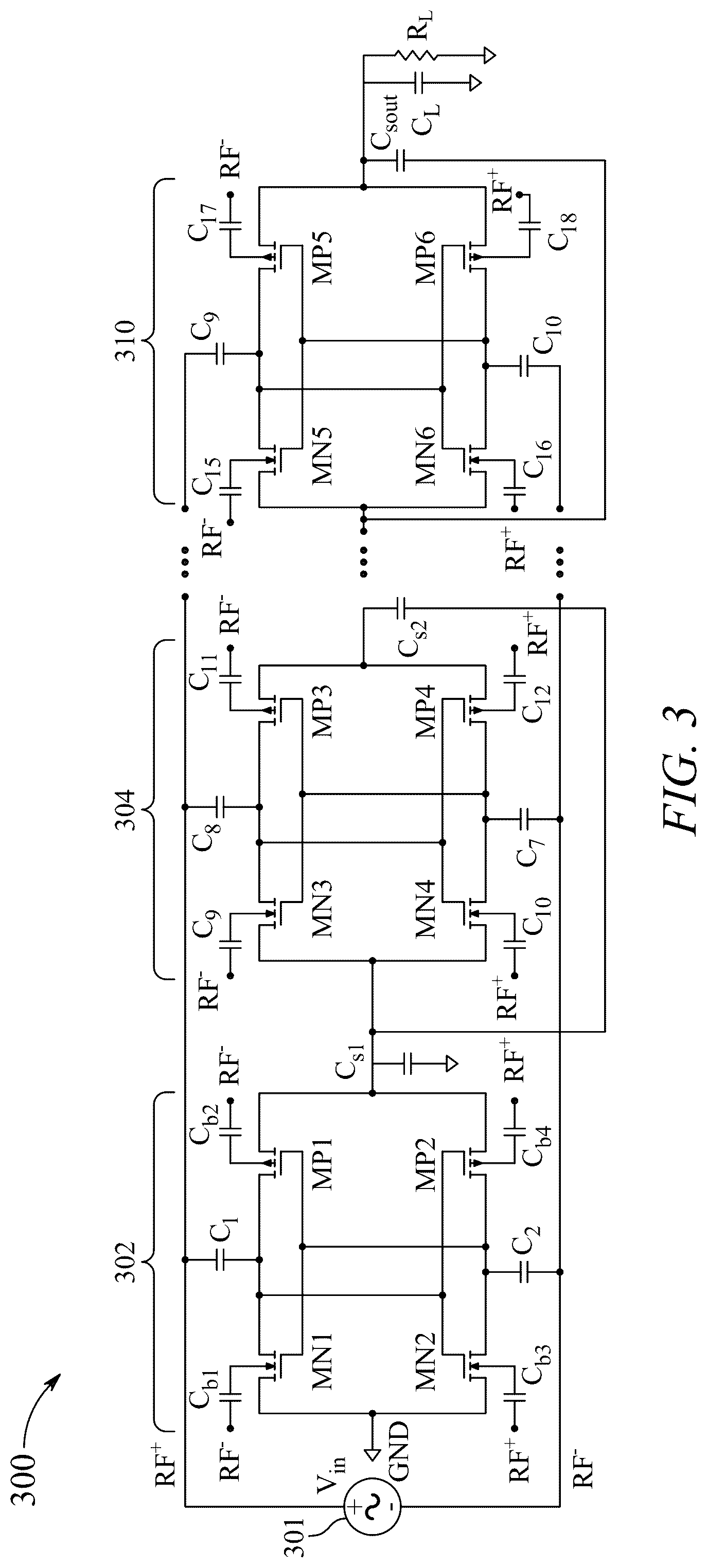 Patent US12101037 Figure 3 – Rectifier system with energy harvesting antenna