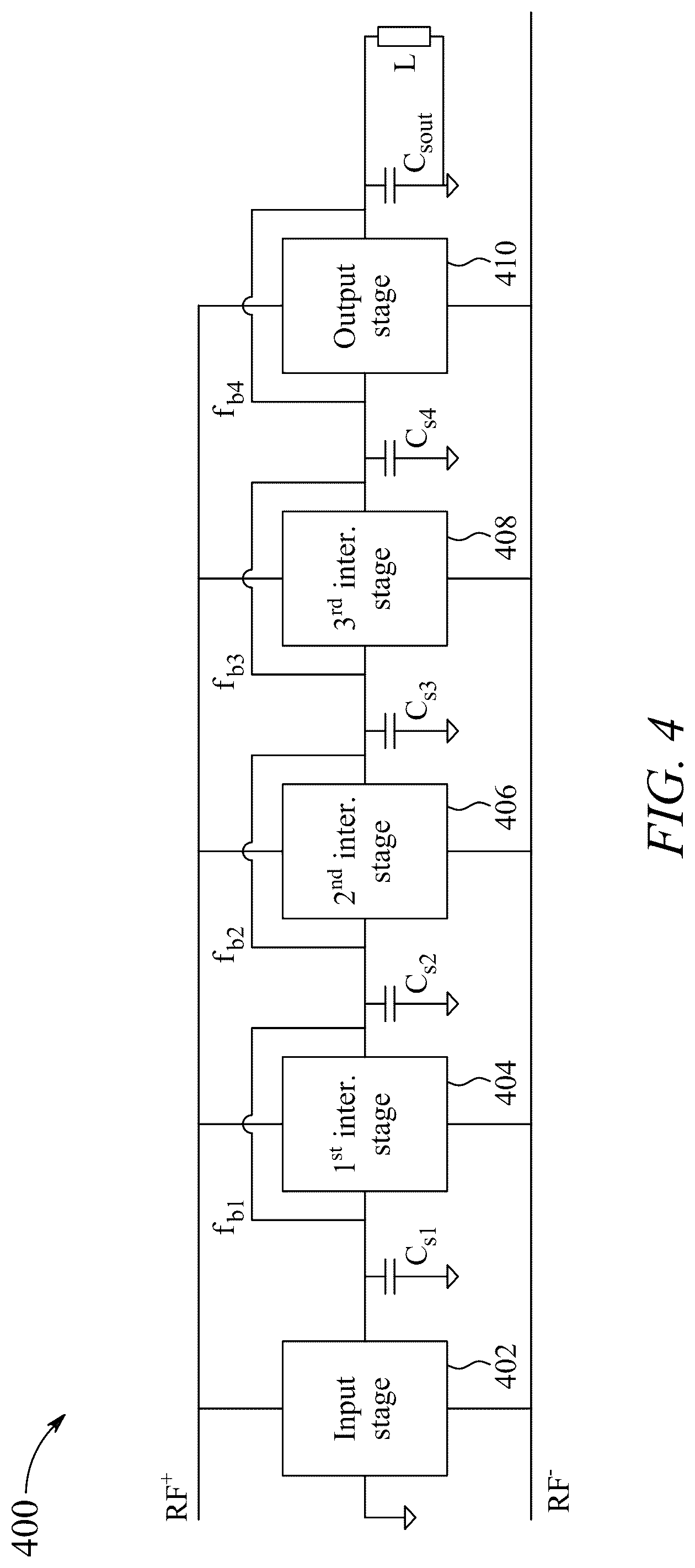 Patent US12101037 Figure 4 – Rectifier system with energy harvesting antenna