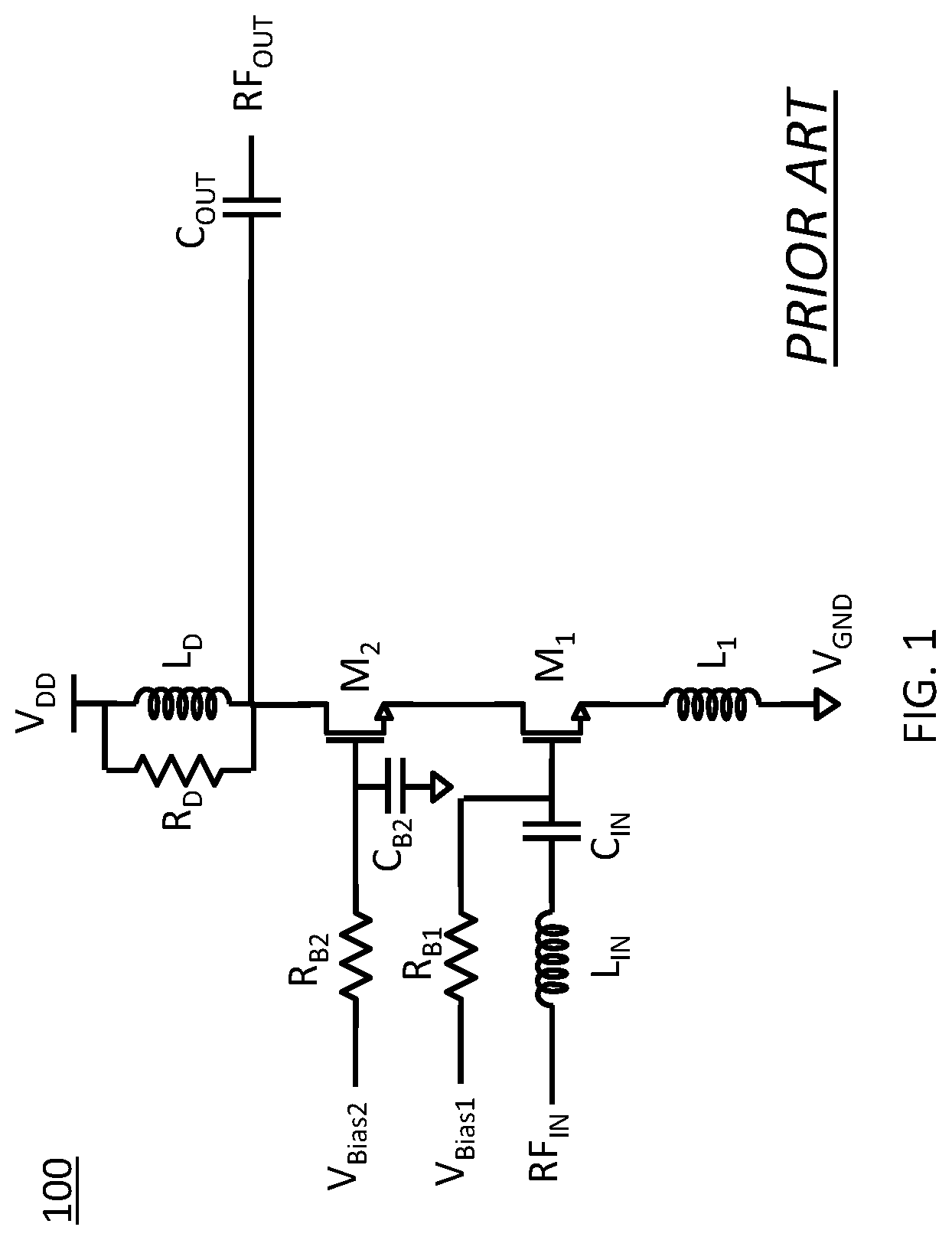 Patent US12101065 — Dual voltage switched branch LNA architecture — Figure 1