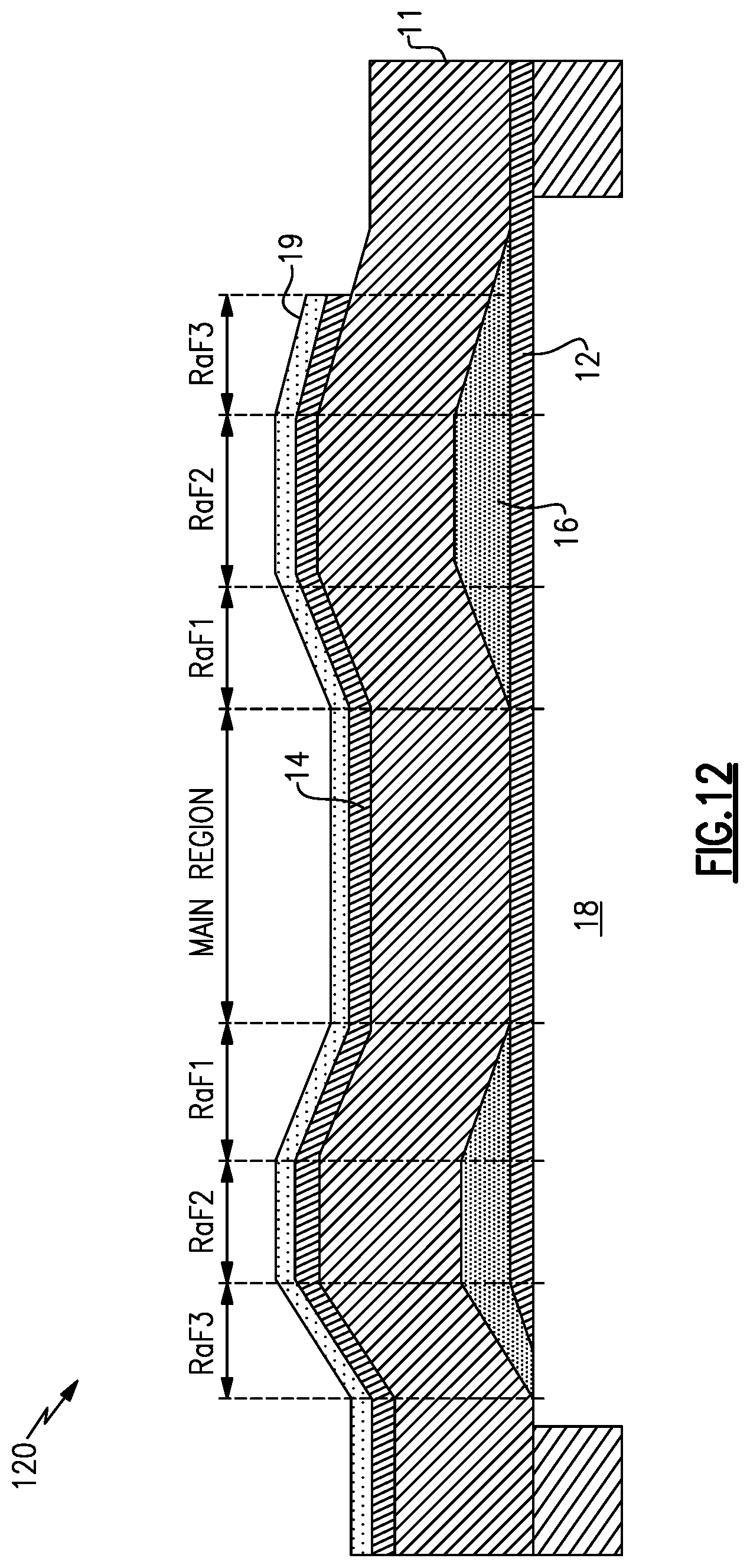 Patent US12101077 Figure 11 – Bulk acoustic wave device with raised frame structure