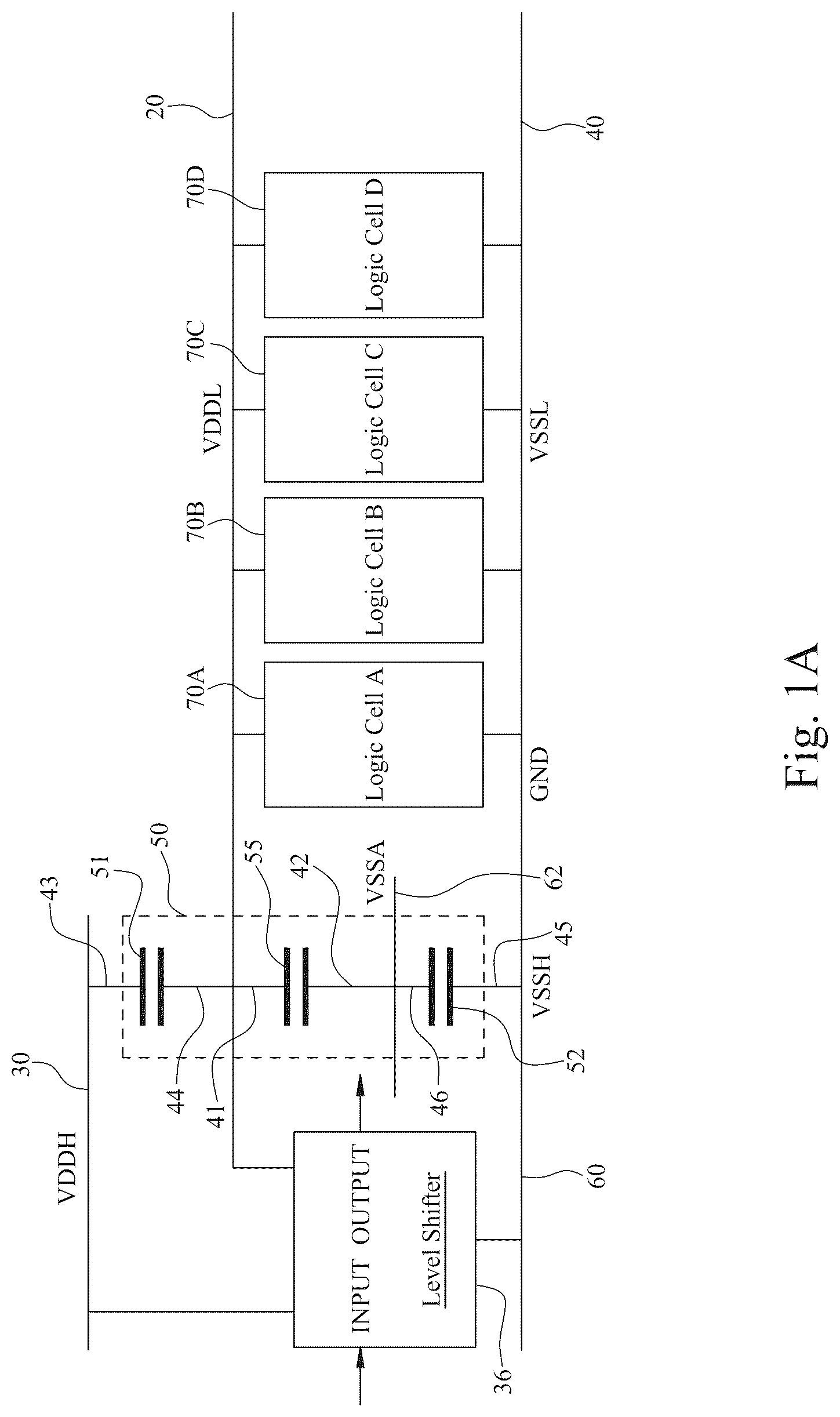 Patent US12101091 — Decoupling capacitor circuits — Figure 1