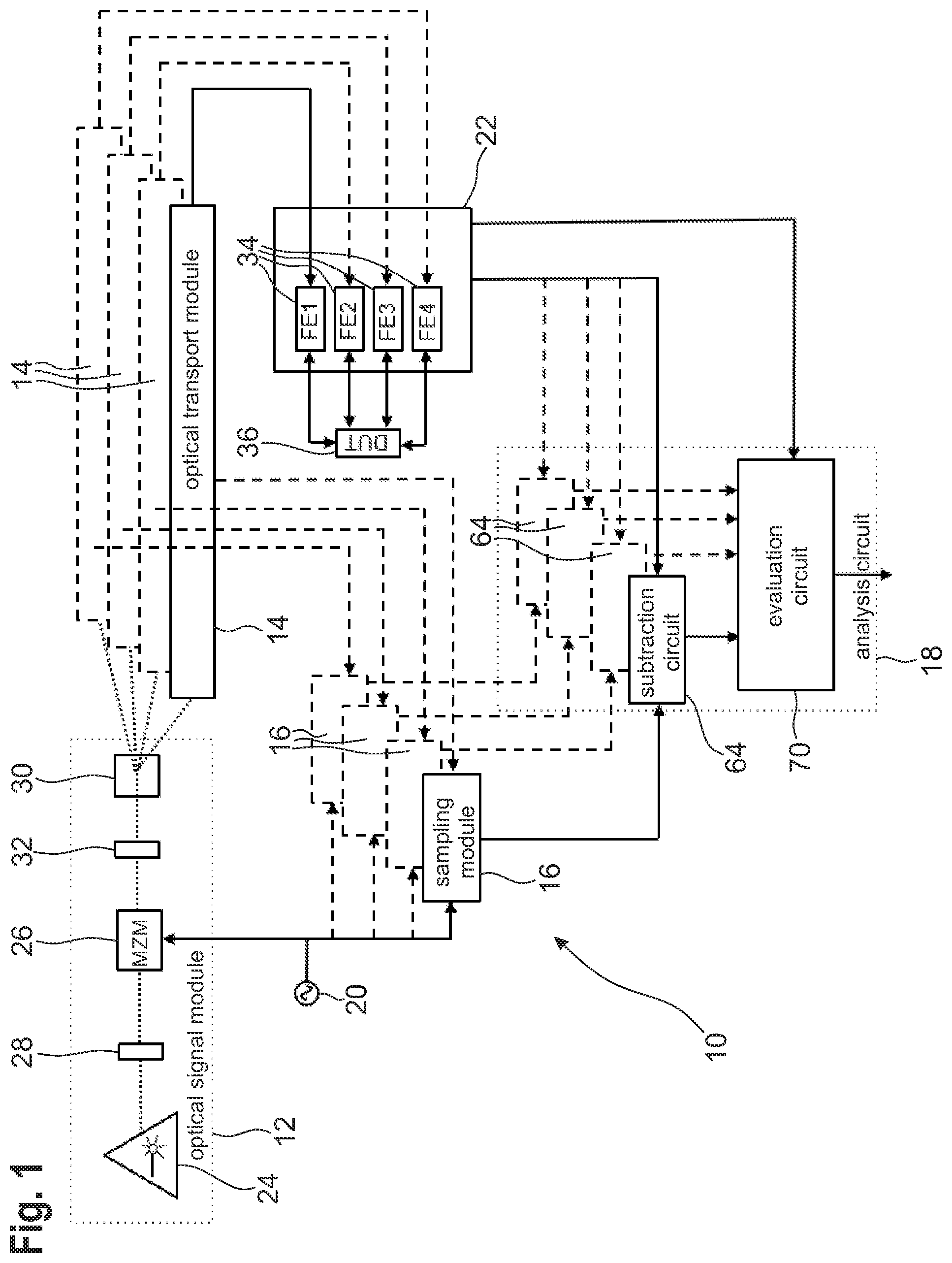 Patent US12101116 — System for correcting phase noise and/or drift occurring in optical fibers — Figure 1