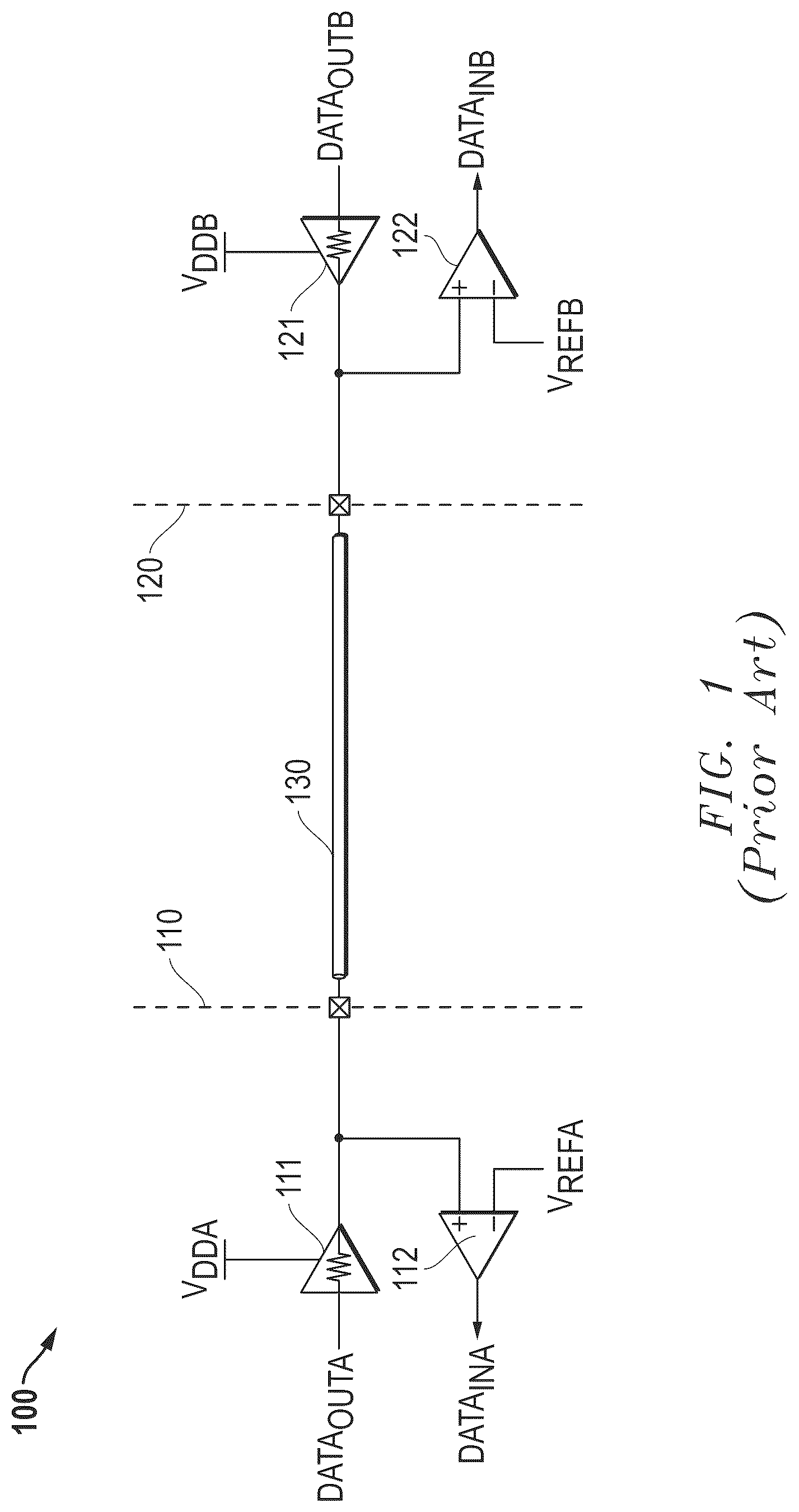 Patent US12101135 Figure 1 – Noise mitigation in single-ended links