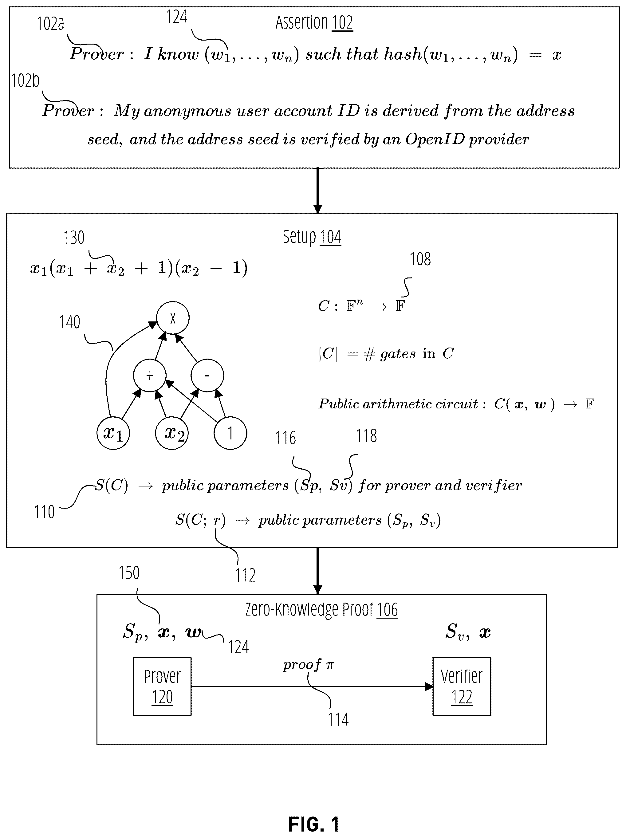 Patent US12101301 — Zero-knowledge proofs for login — Figure 1