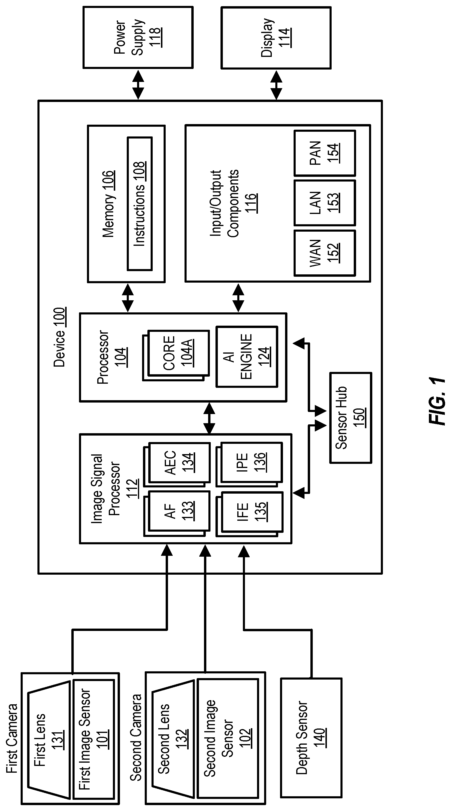 Patent US12101563 Figure 1 – Image sensor and data processing for parallel frame capture in high dynamic range (HDR) photography