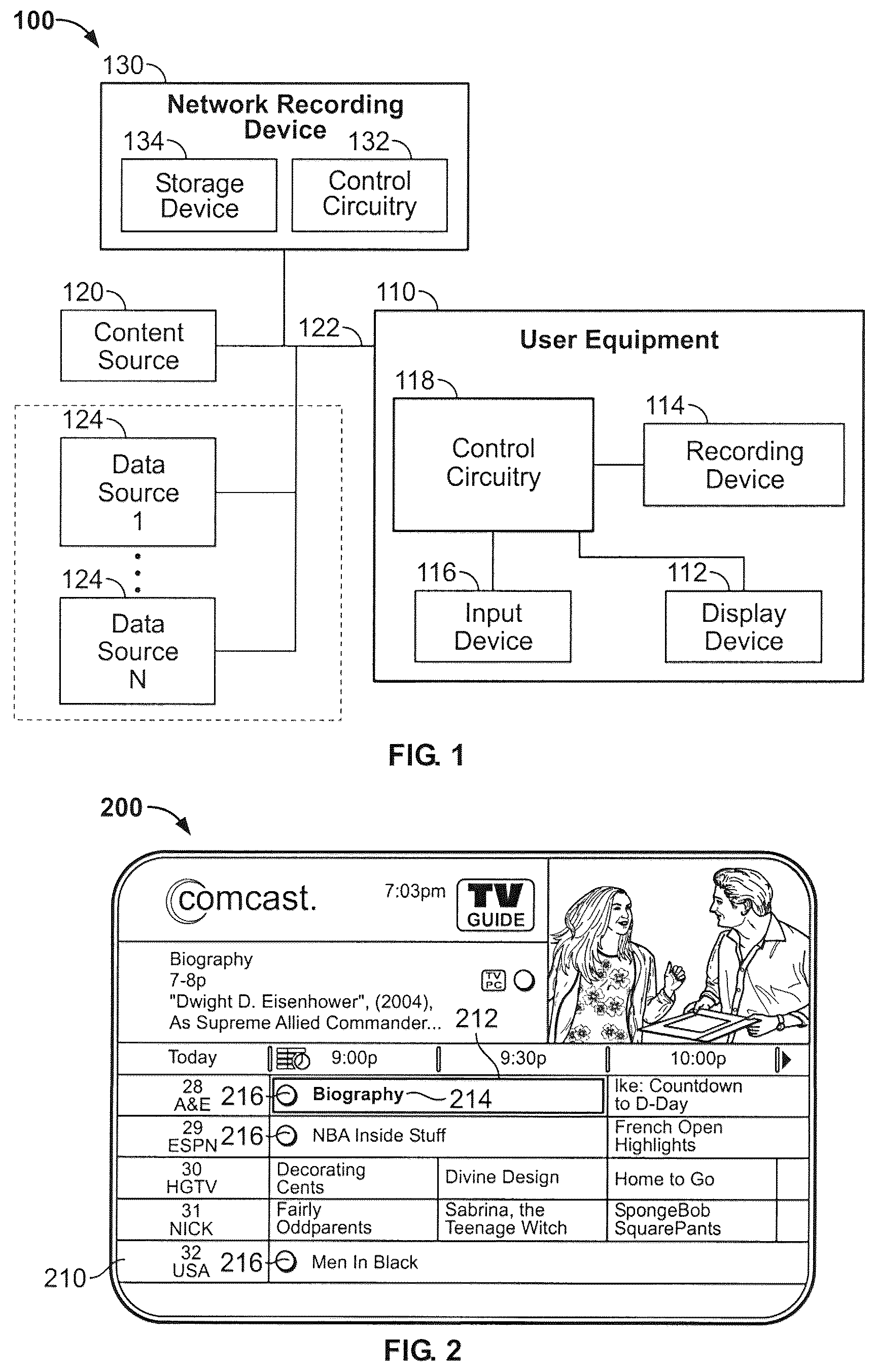 Patent US12101584 — Systems and methods for recording programs using a network recording device as supplemental storage — Figure 1