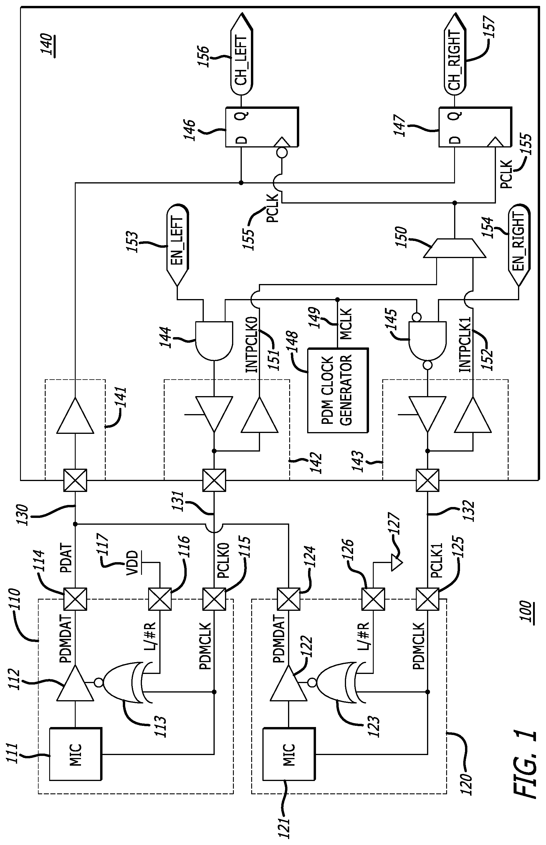 Patent US12101611 — Digital PDM microphone interface — Figure 1