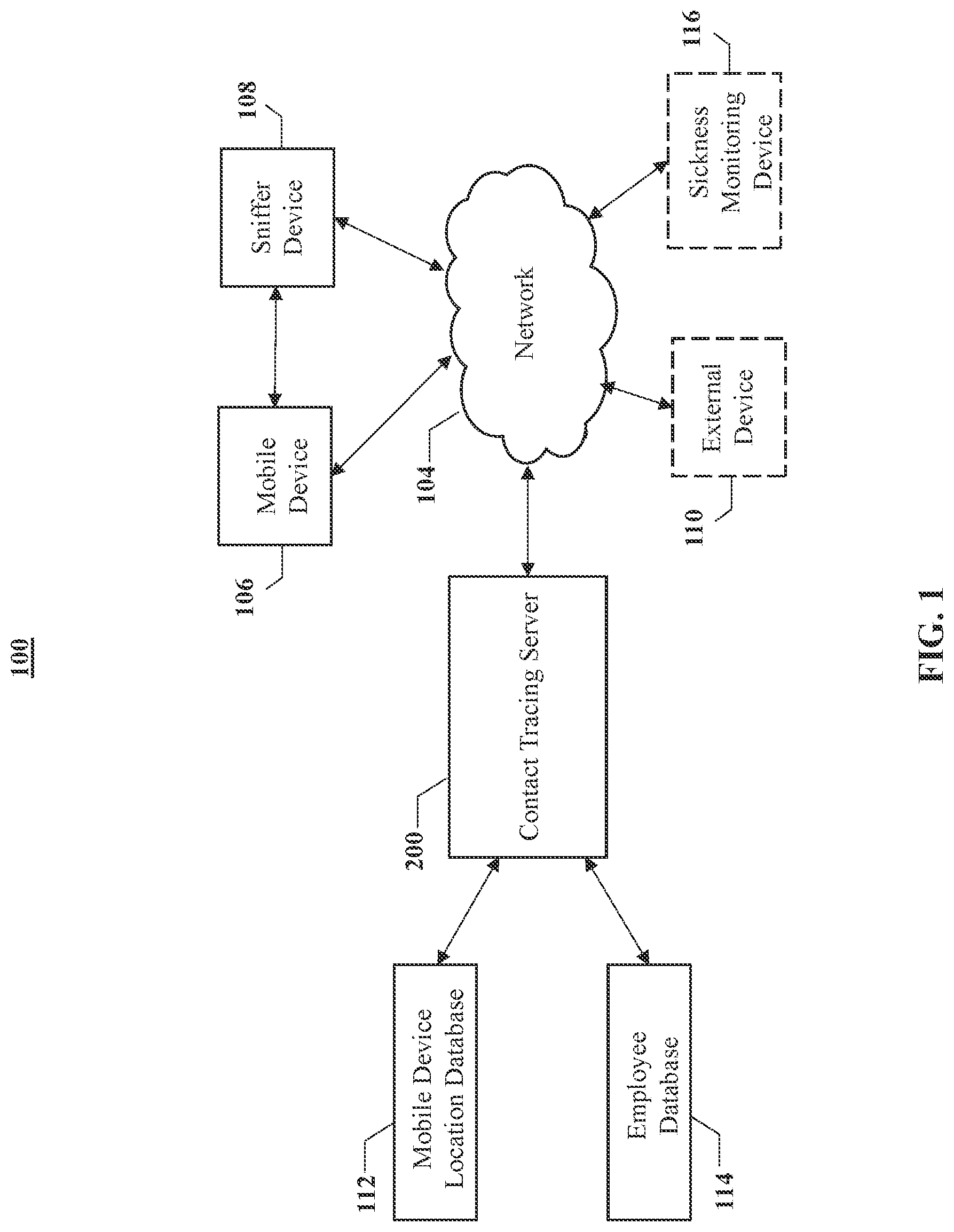 Patent US12101688 — System and methods for passive contact tracing — Figure 1