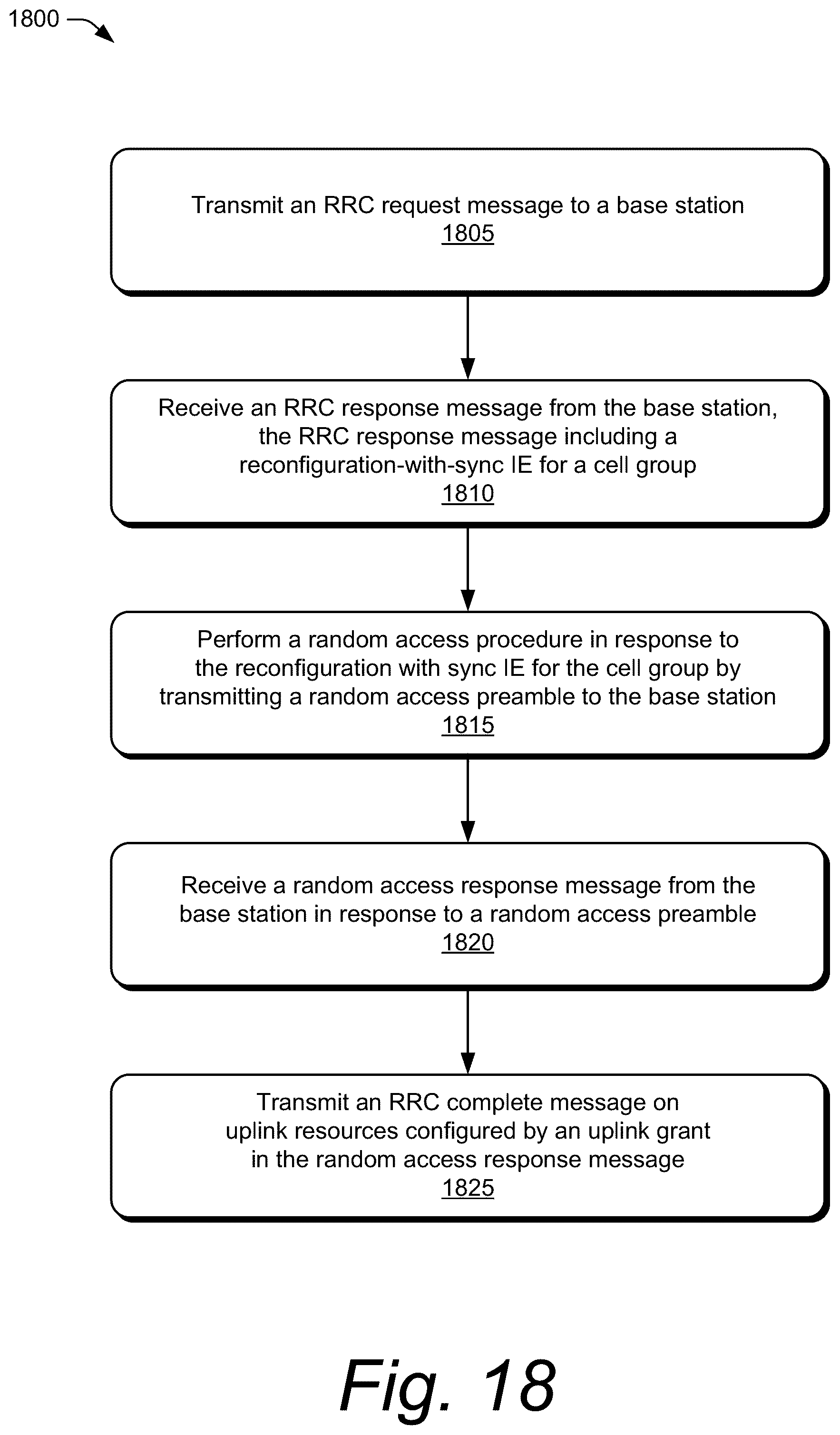 Patent US12101845 Figure 18 – Method for handling a radio resource control cell group configuration