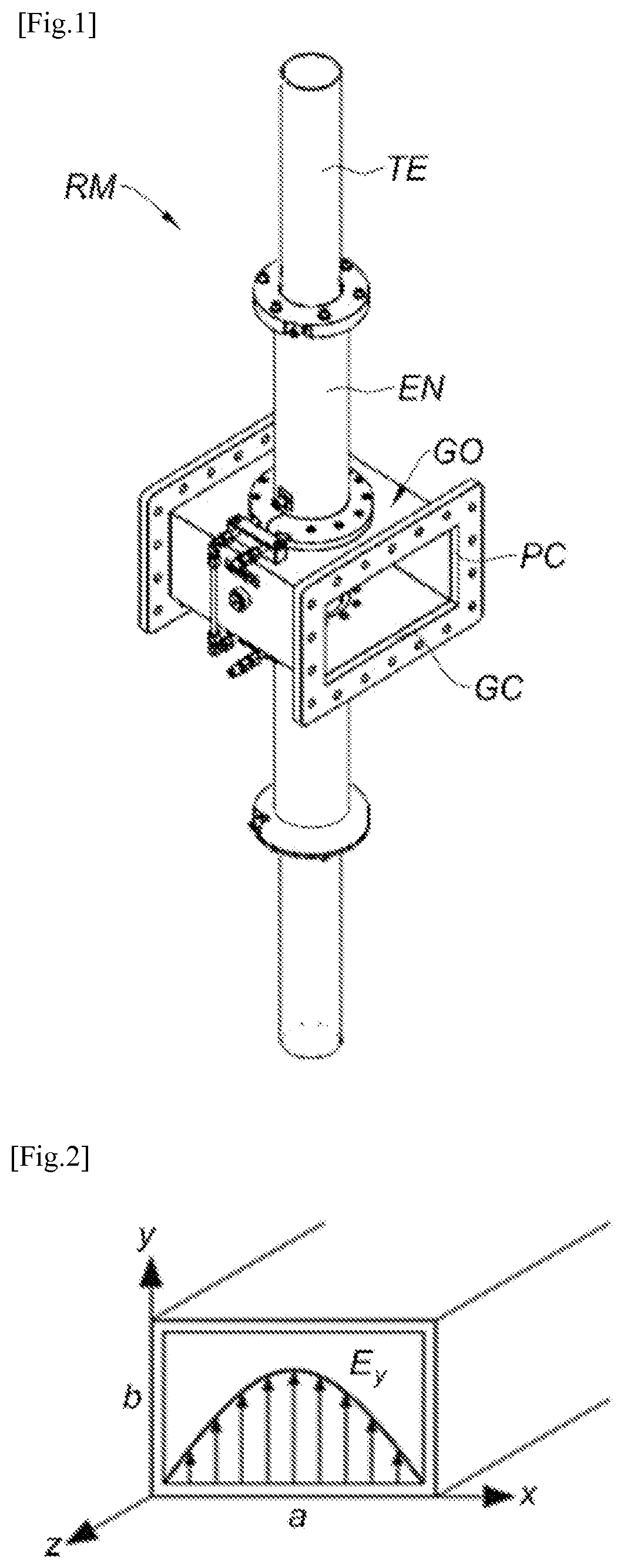 Patent US12101867 Figure 1 – Microwave reactor for continuous treatment by microwaves of a flowing fluid medium